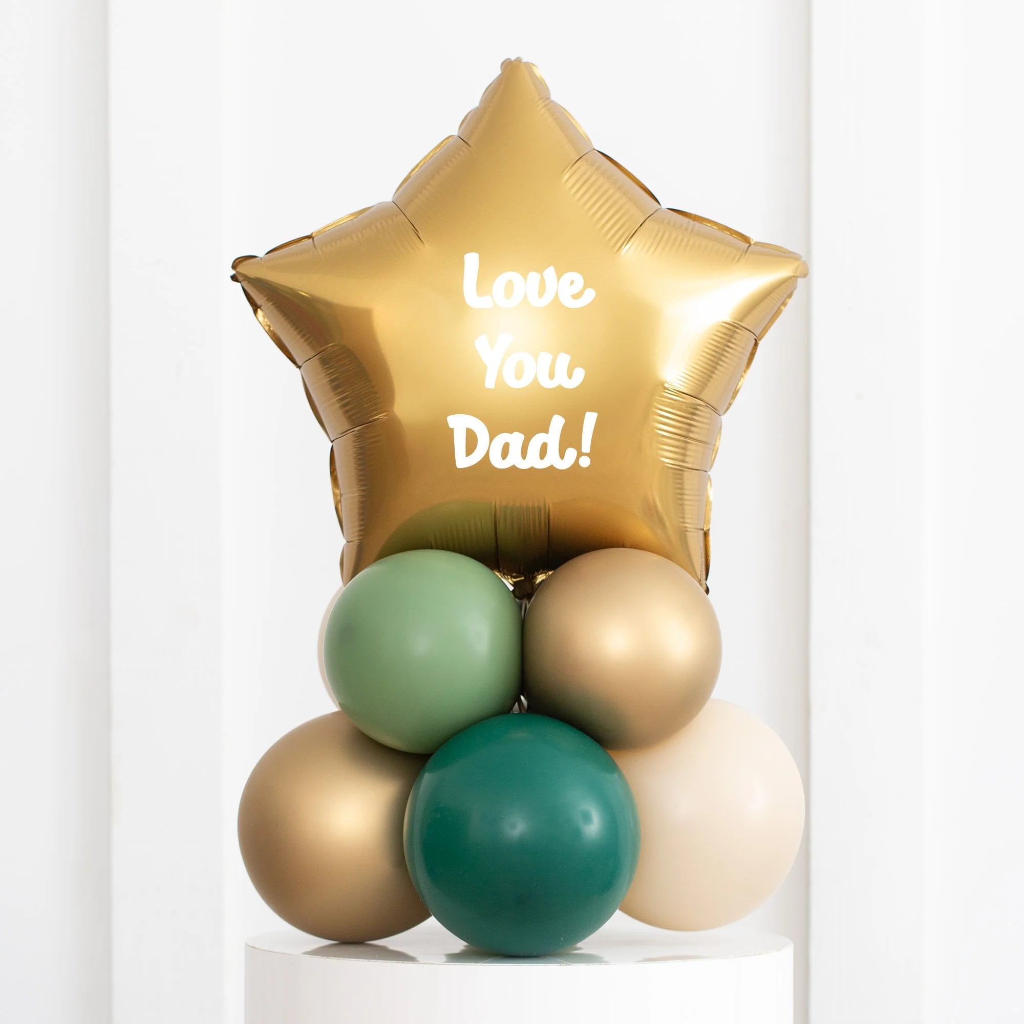 Gold & Green Personalised 20-Inch Star Foil Balloon Stack - Delivered Inflated!