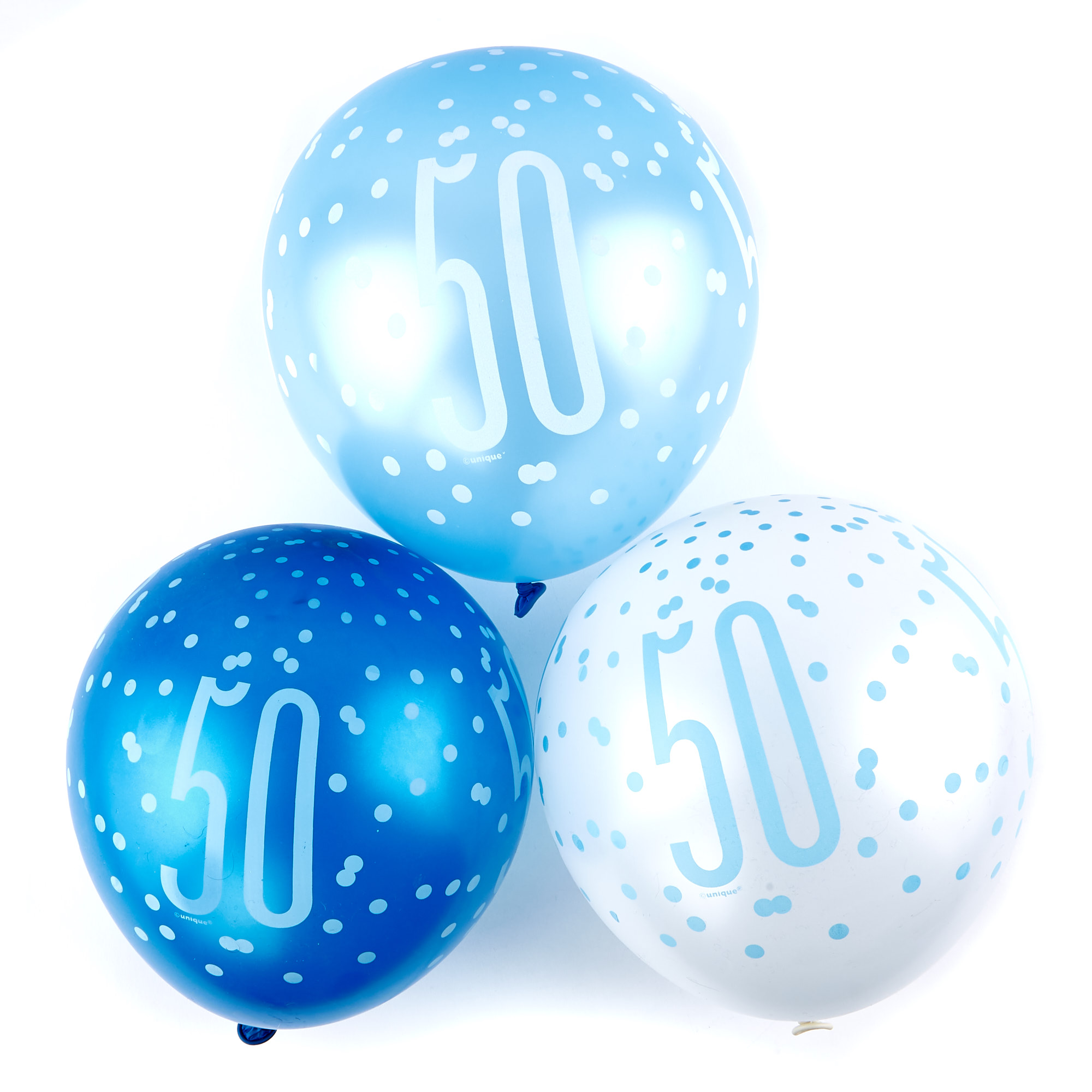 Blue 50th Birthday Party Tableware & Decorations Bundle - 16 Guests