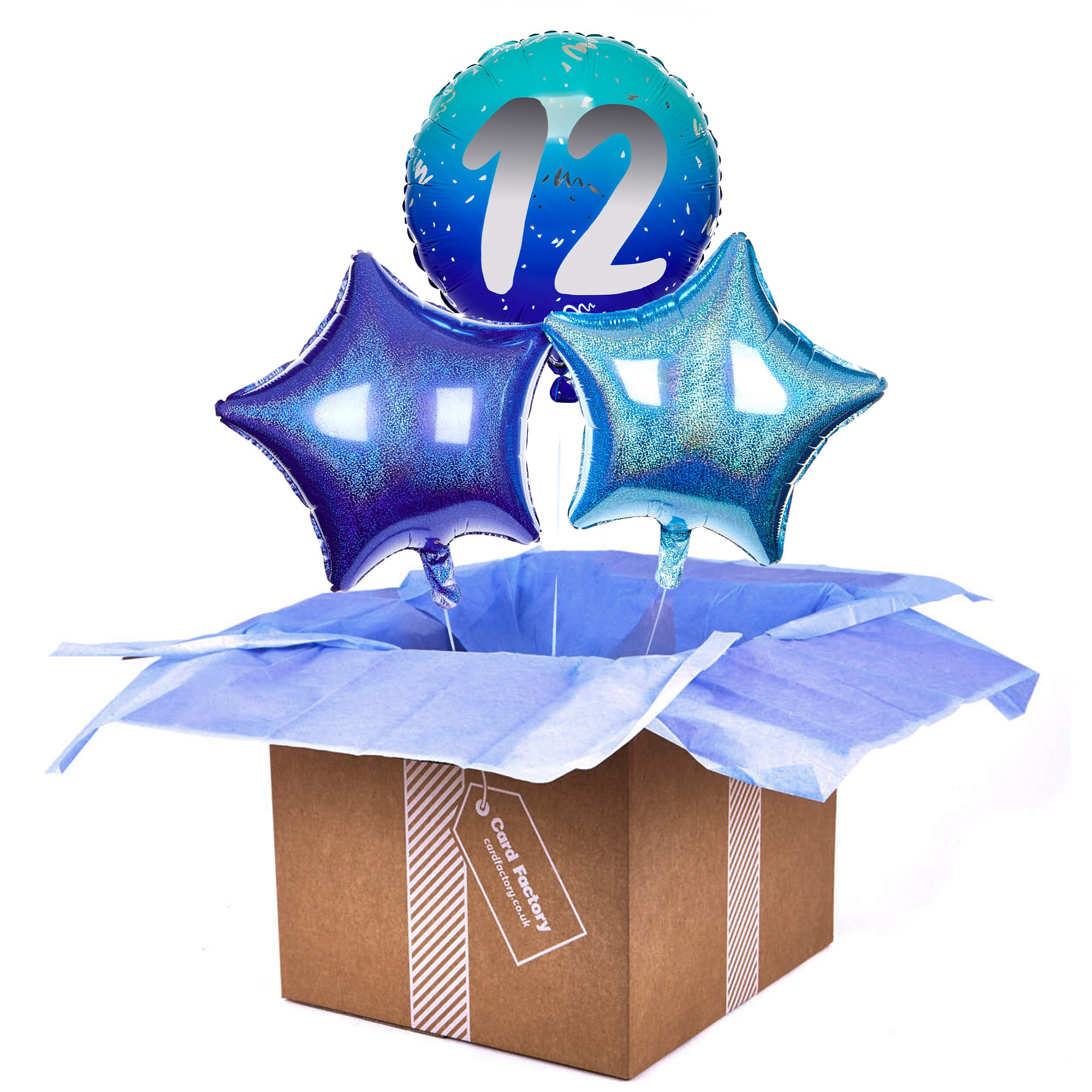 Blue 12th Birthday Balloon Bouquet - Delivered Inflated!