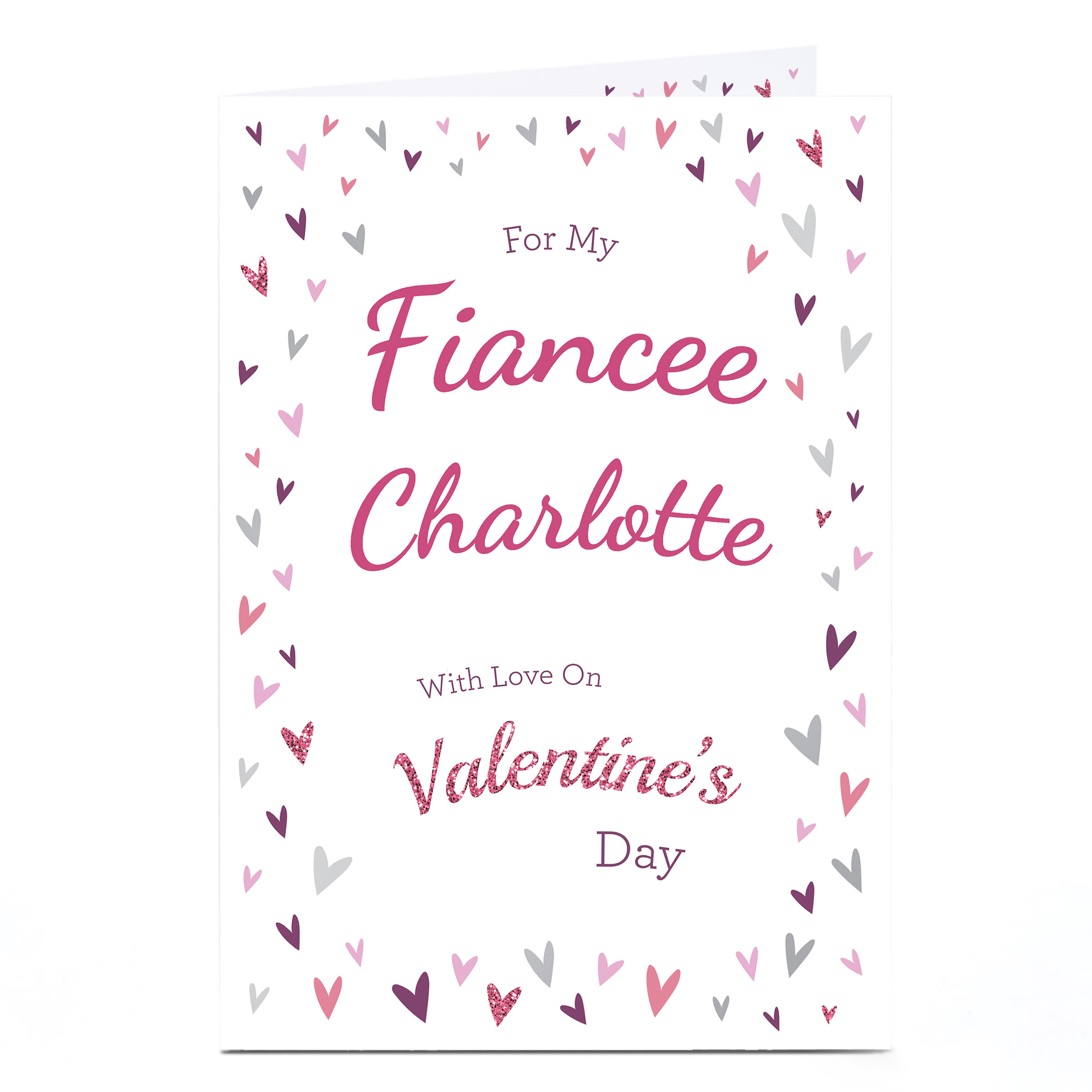 Personalised Valentine's Card - Pink Hearts