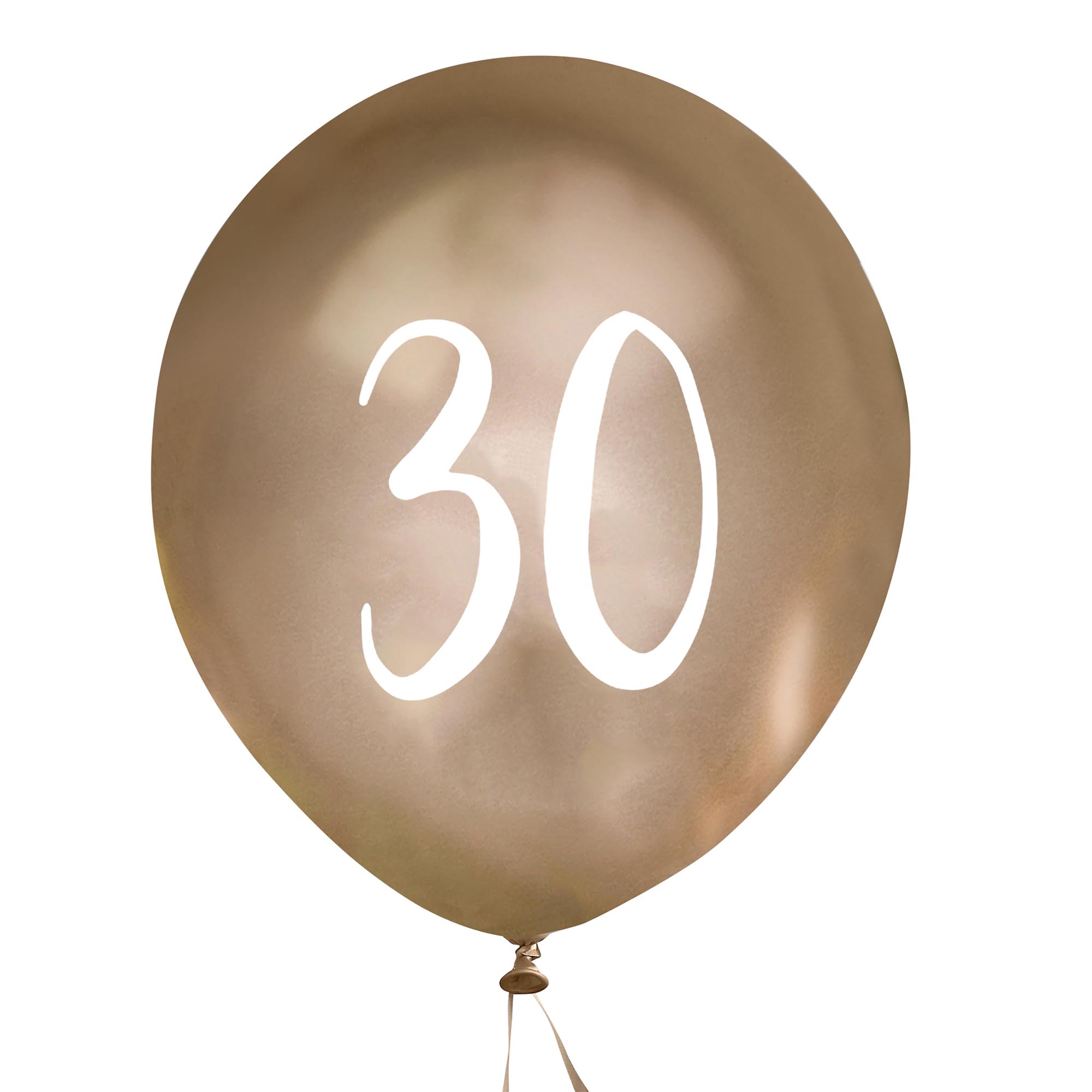 Metallic Gold Number Latex Balloons - Pack of 5 (Milestone Ages)
