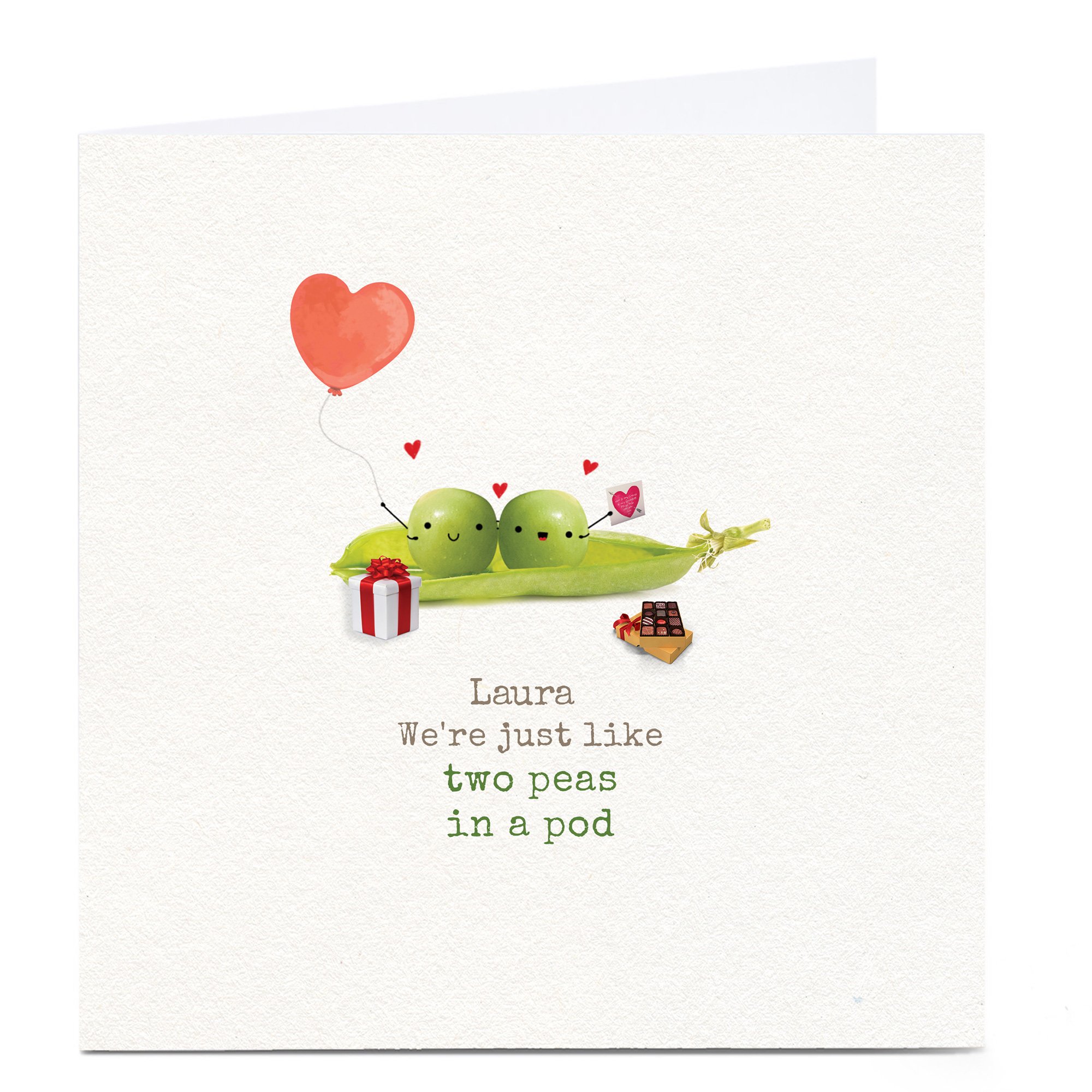 Personalised Valentine's Card - Two Peas In A Pod