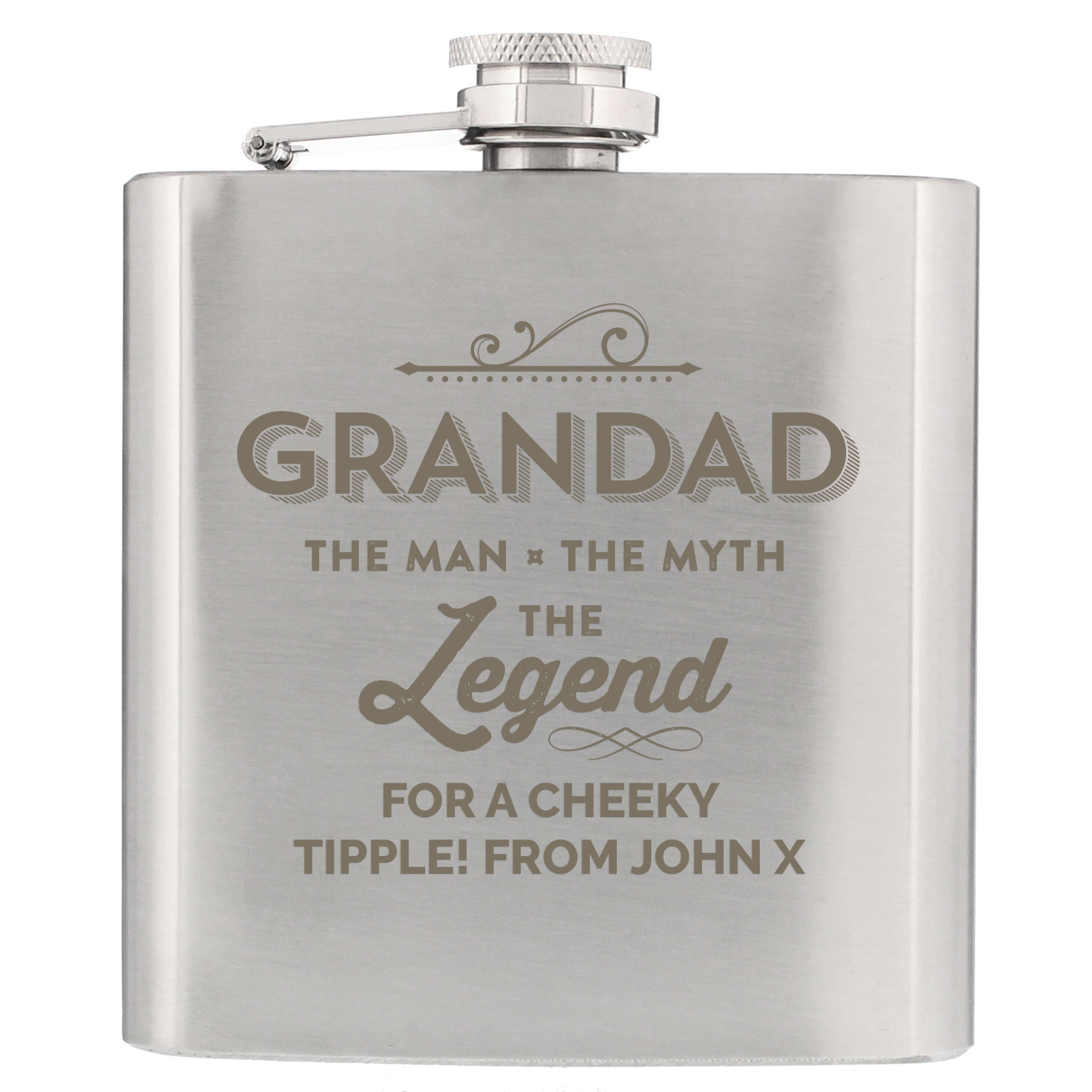 Personalised Hip Flask - Grandad The Legend
