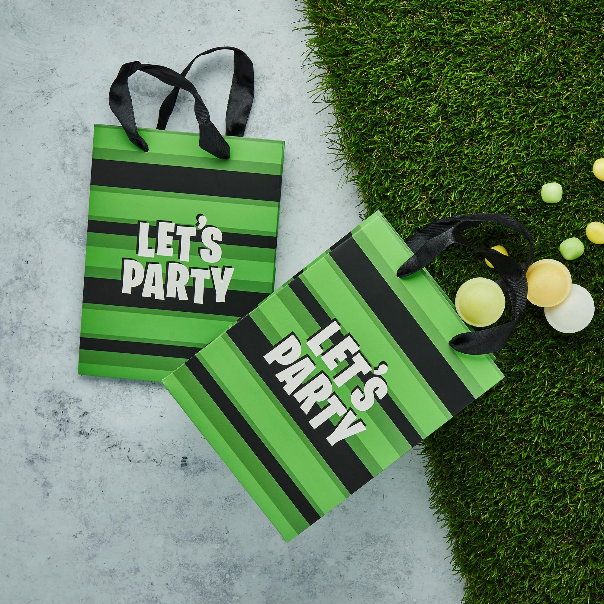 Striped Let's Party Party Bags - Pack of 5