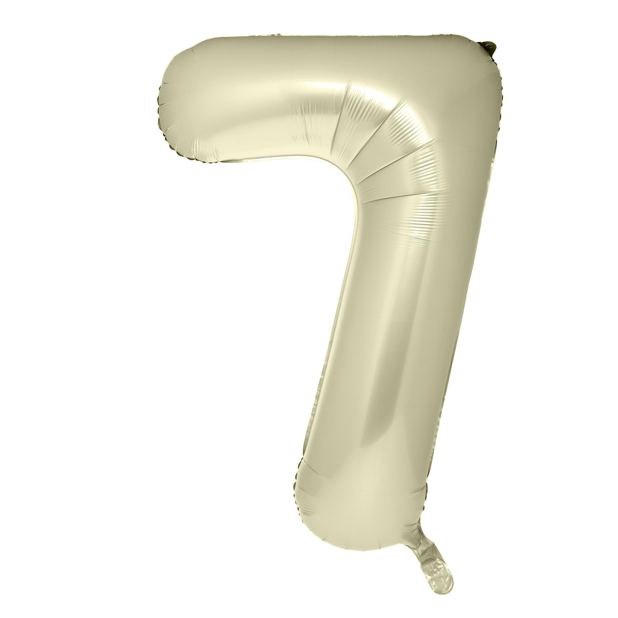 Large Cream 34-Inch Number 7 Balloon - Uninflated