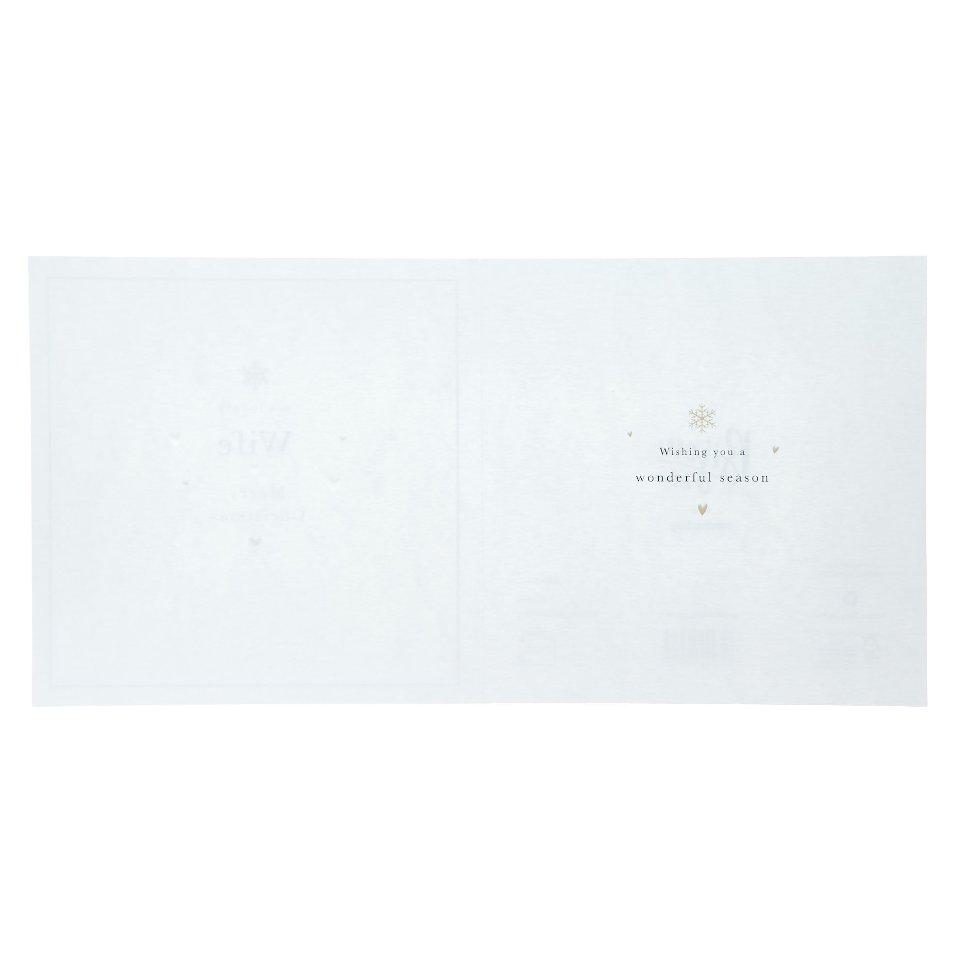 Wife Gold Heart & Snowflake Christmas Card