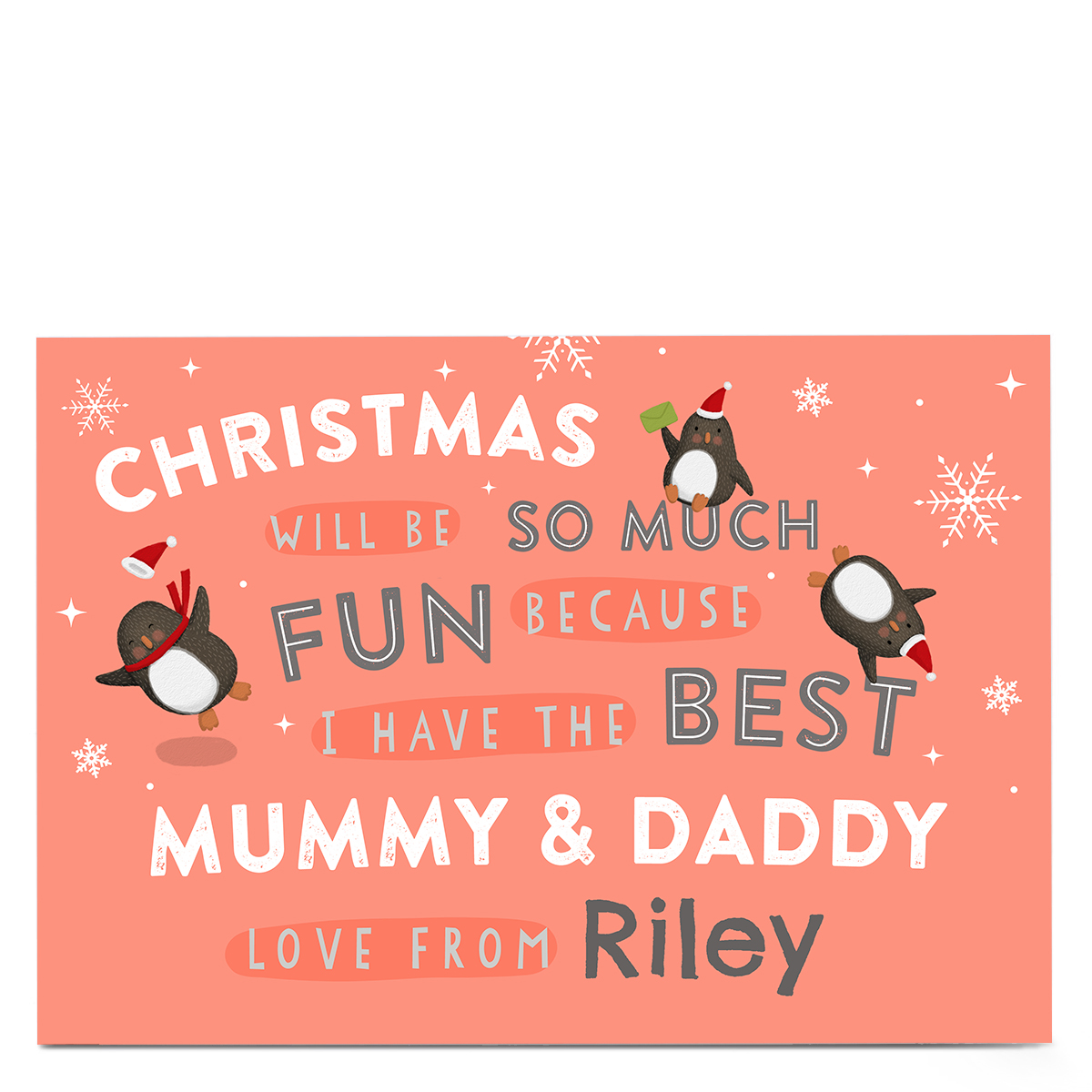Personalised Christmas Card - So Much Fun Penguins