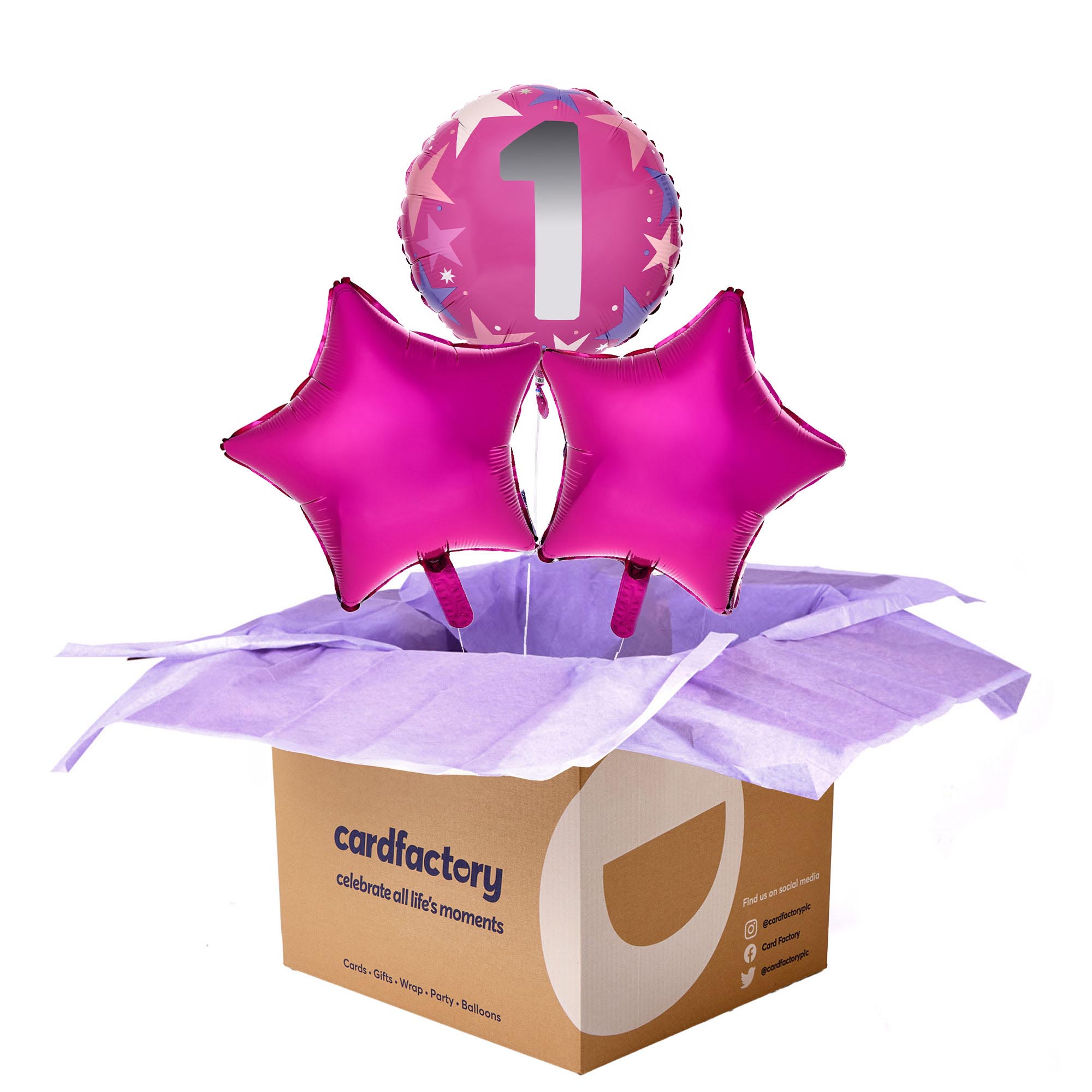 Pink 1st Birthday Balloon Bouquet - Delivered Inflated!
