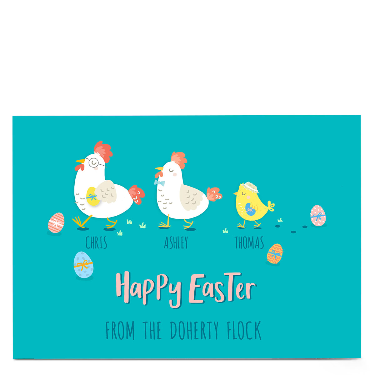 Personalised Easter Card - Family Of 3