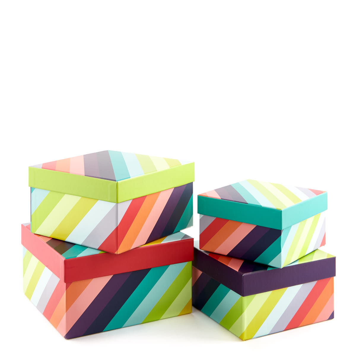 Luxury Gift Box Set Of Four - Rainbow Stripes