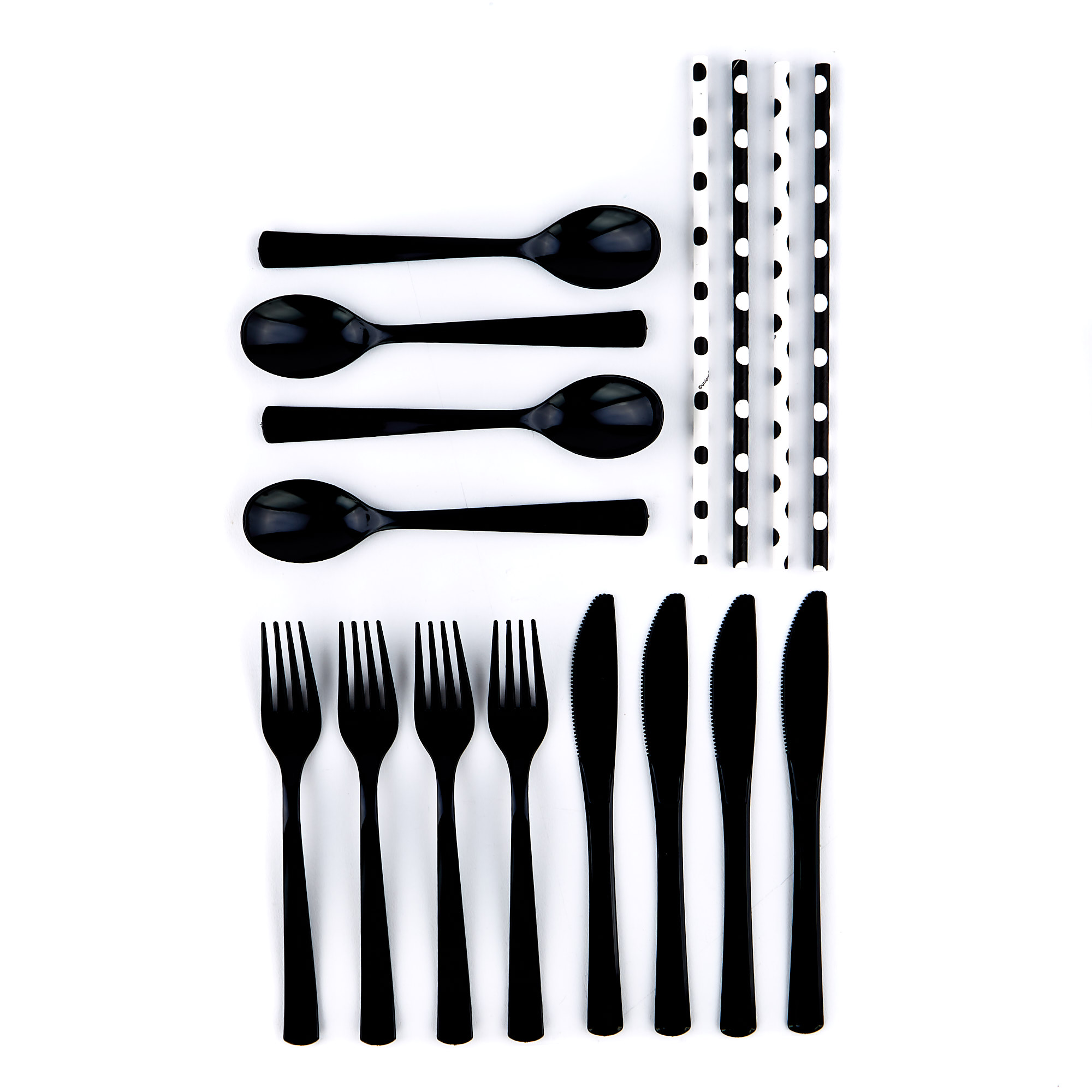 Buy Reusable Black Plastic Cutlery Set 18 Pieces for GBP 1.99 Card