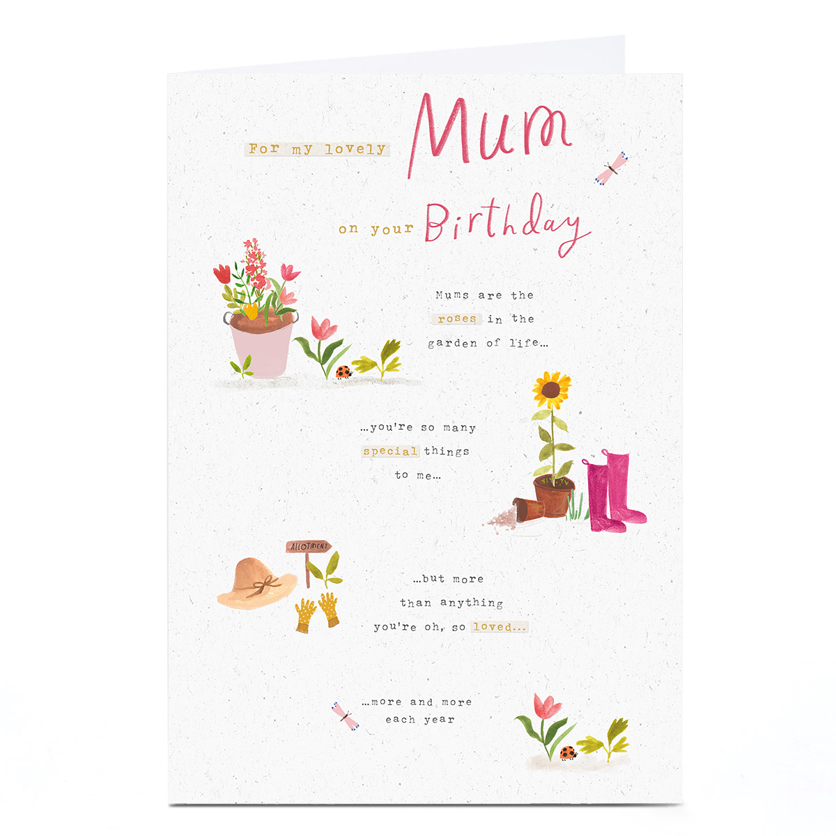 Personalised Birthday Card - Roses in The Garden of Life, Mum