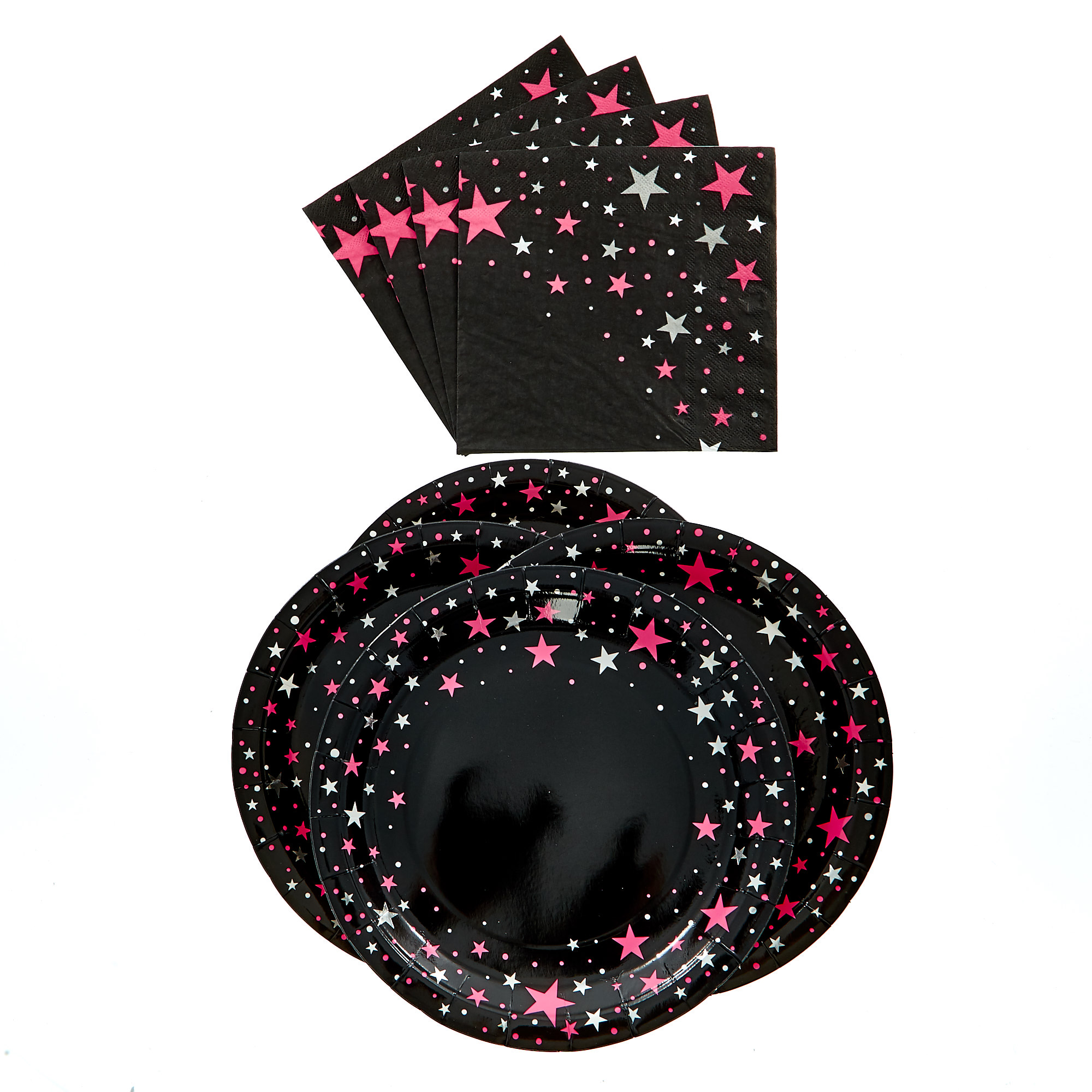 Pink & Black Starry Party Pack - 56 Pieces