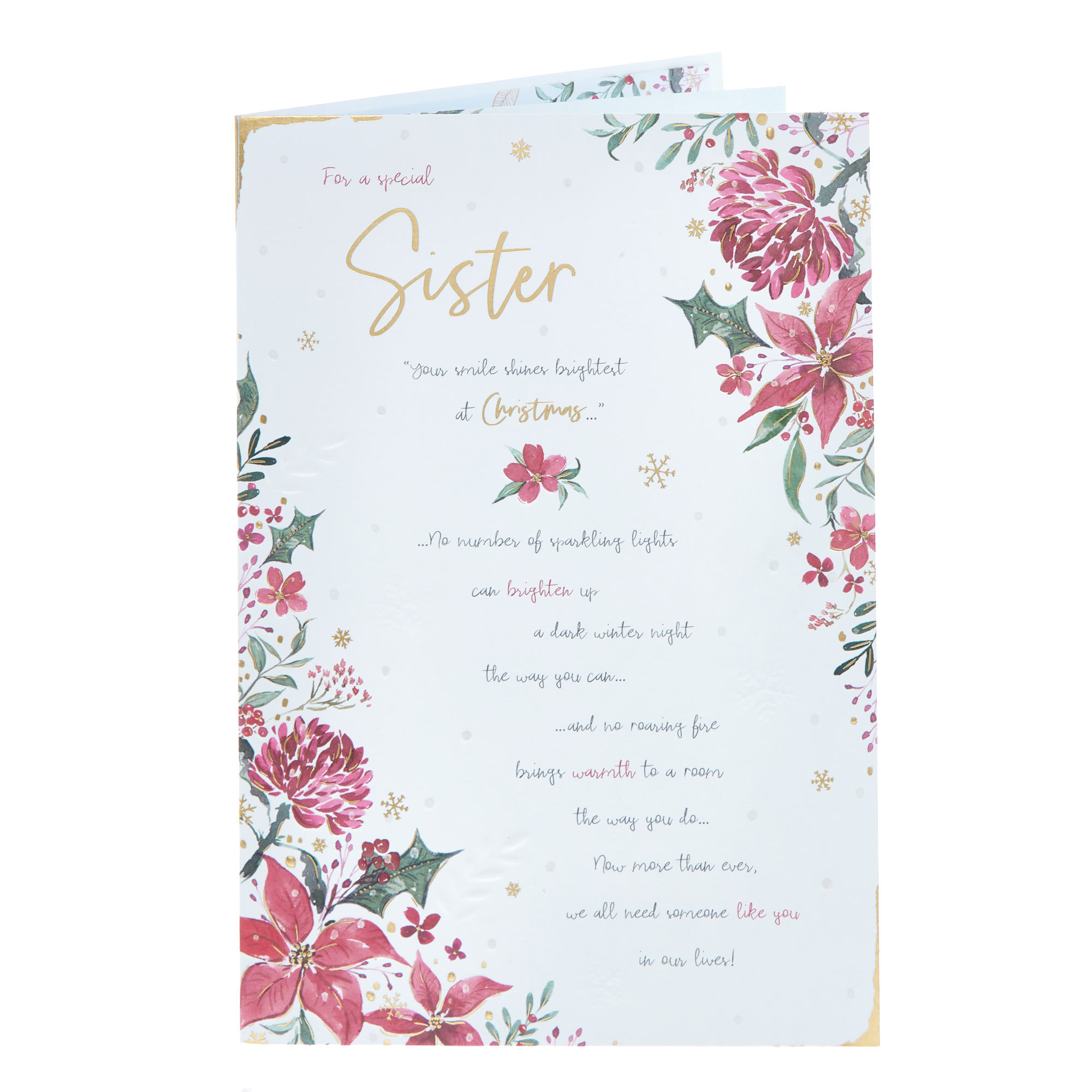 Sister Verse & Poinsettia Christmas Card