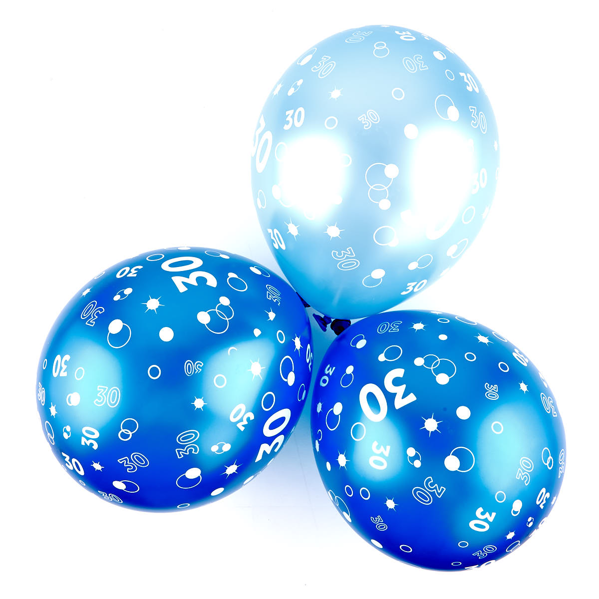 Metallic Blue 30th Birthday Latex Balloons - Pack Of 6