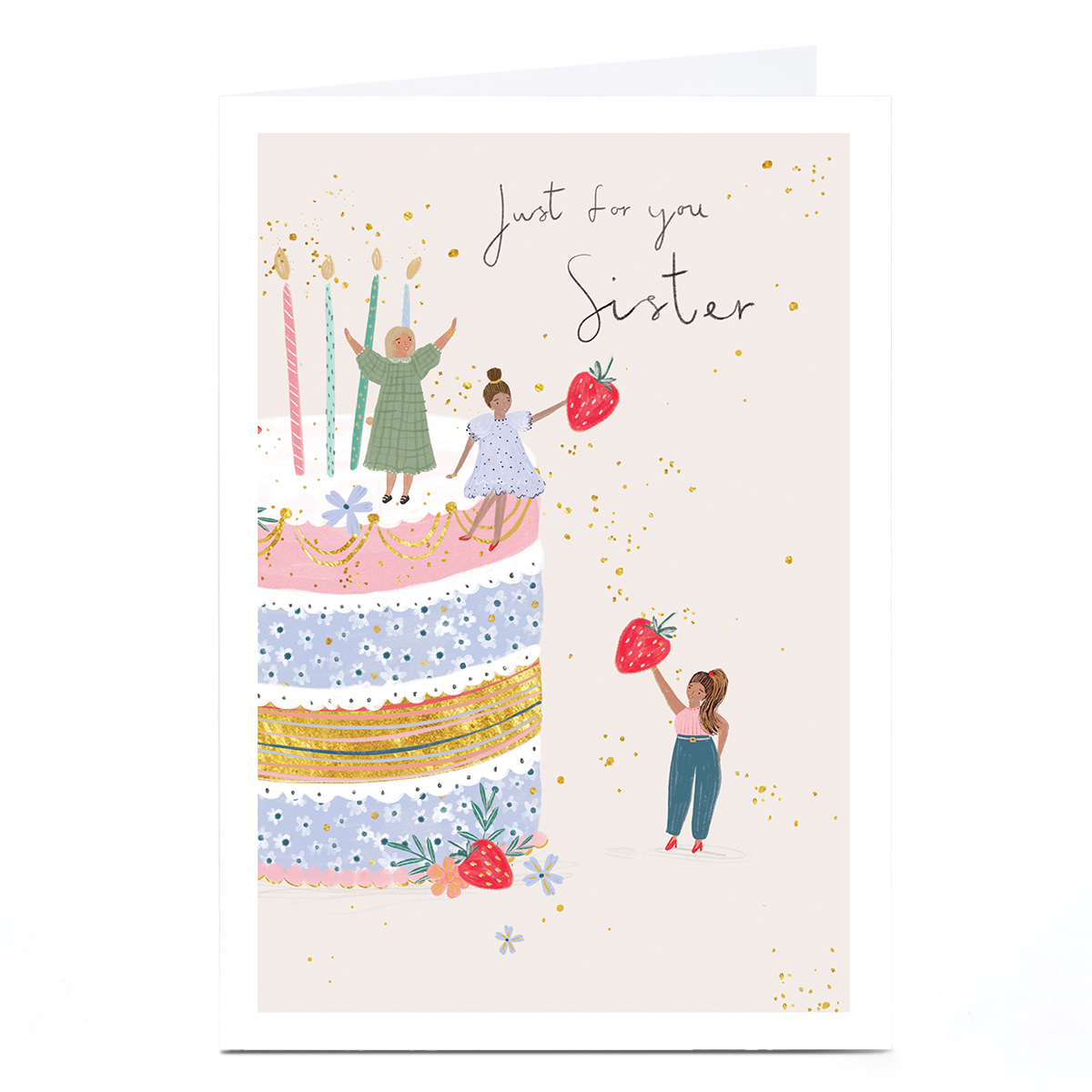 Birthday Card - Strawberry Cake, Sister