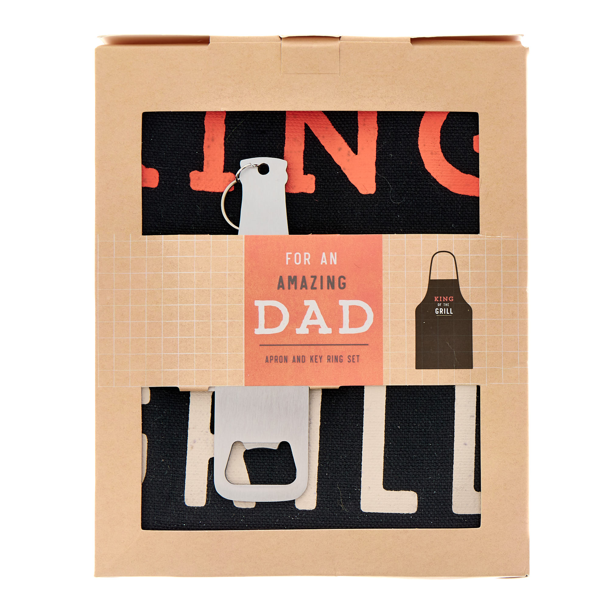 Amazing Dad King Of The Grill Apron & Keyring Gift Set