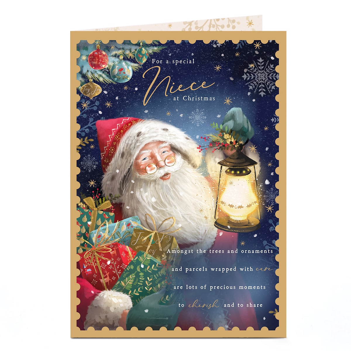 Christmas Card - Santa With Lantern, Niece