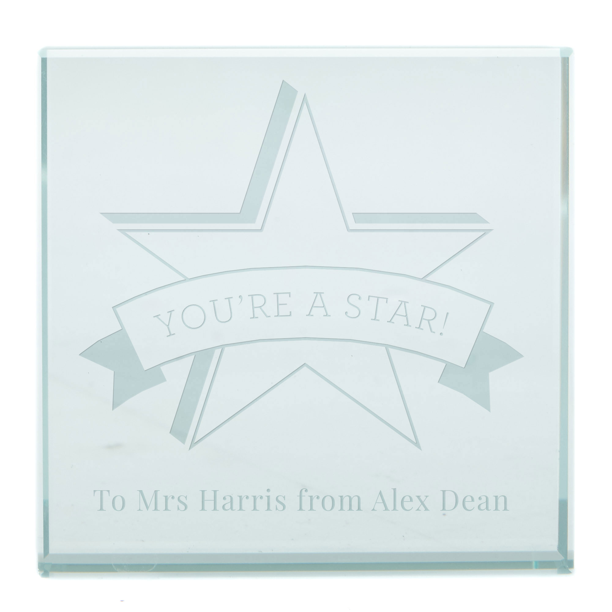 Personalised Engraved Glass Token - Star Teacher