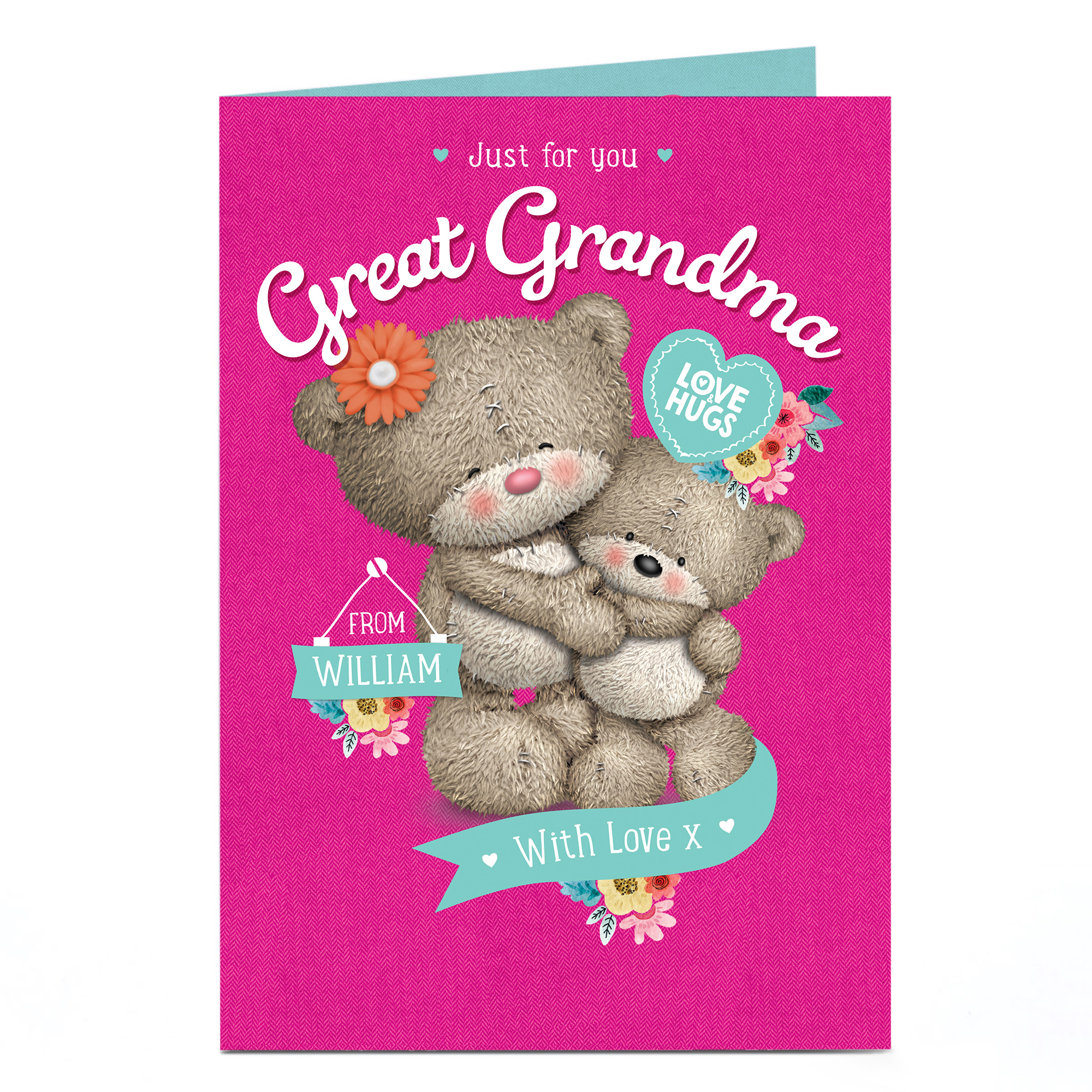 Personalised Hugs Bear Card - Great Grandma Just For You