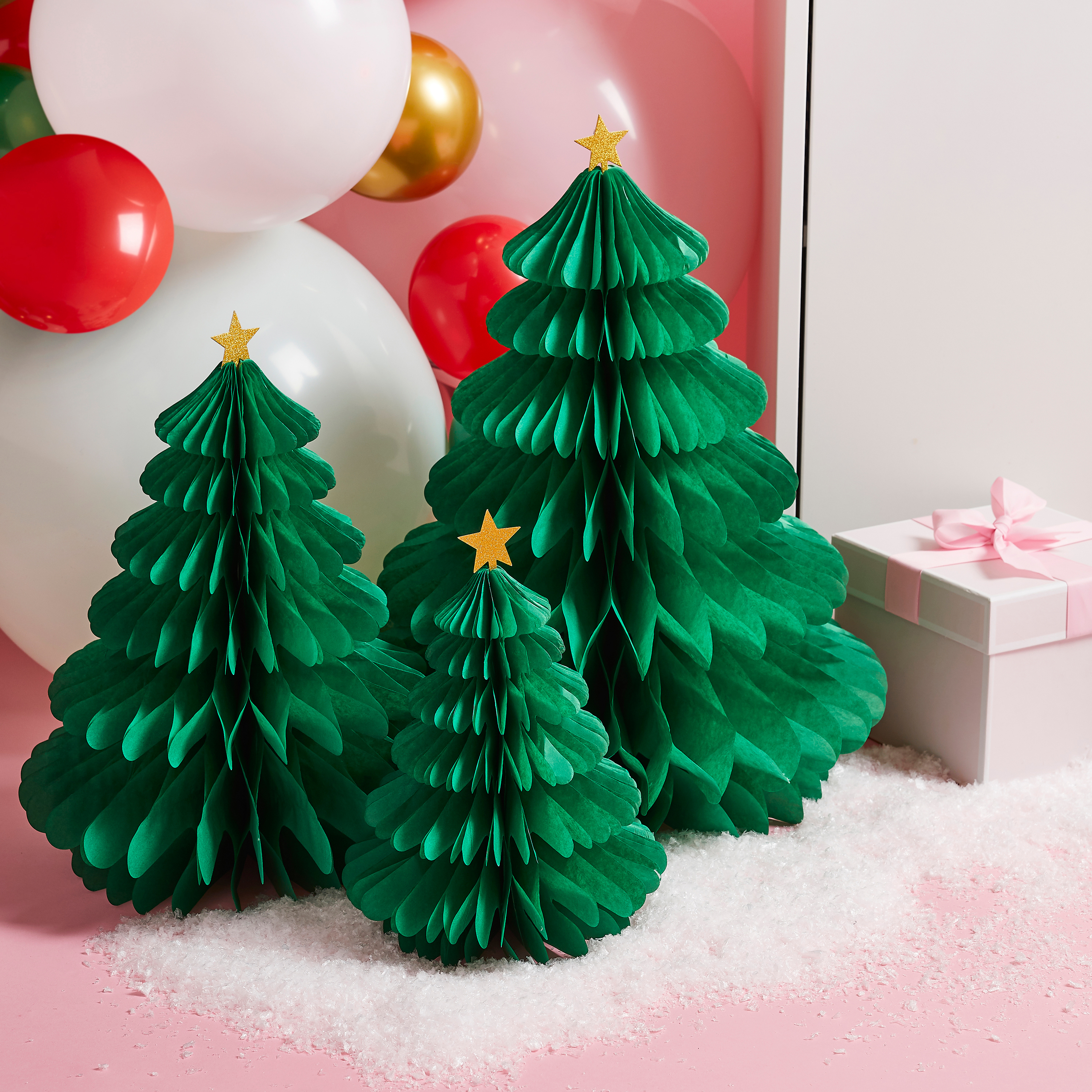 Green Honeycomb Christmas Trees - Pack of 3