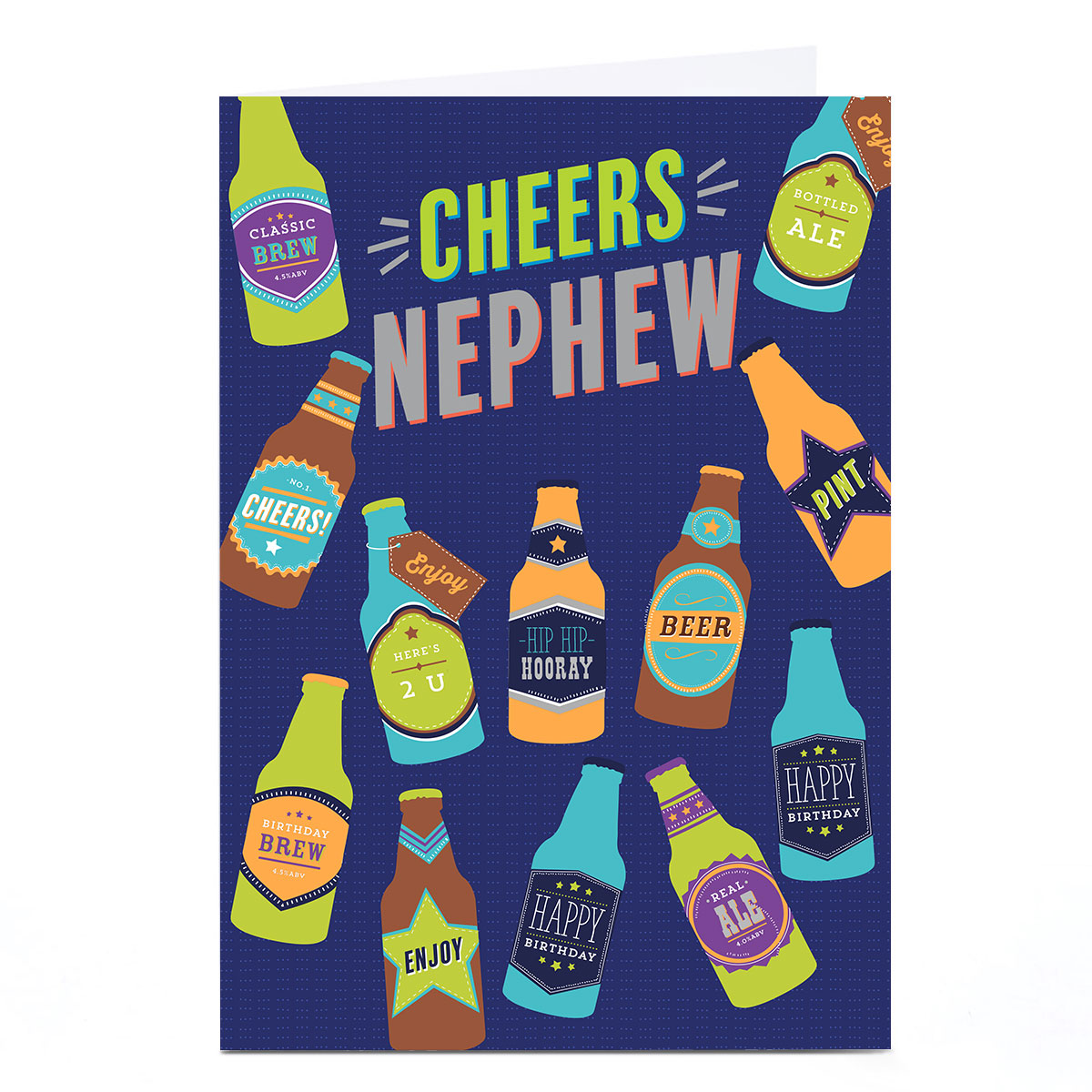 Personalised Birthday Card - Bright Beers Cheers, Nephew