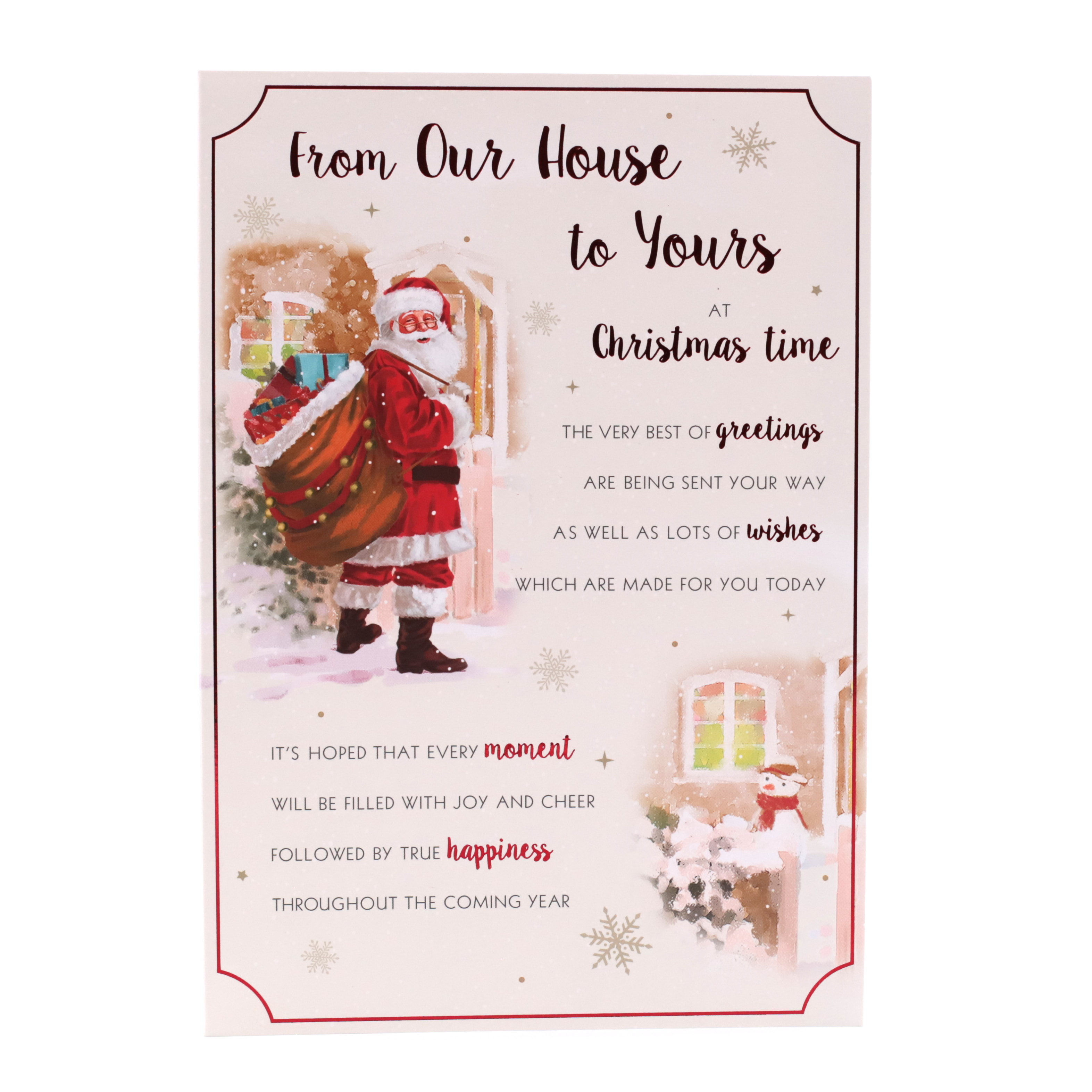 Christmas Card - Our House To Yours, Traditional Santa
