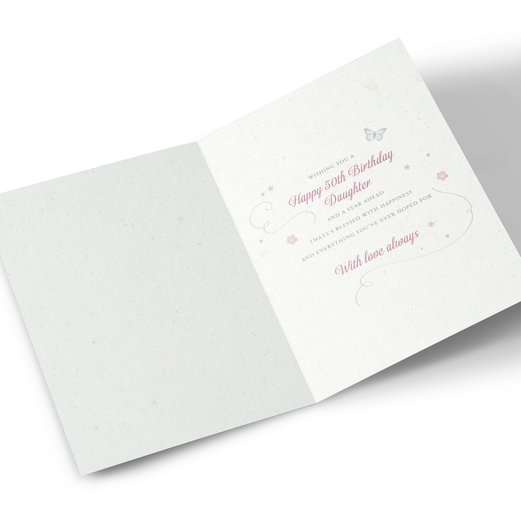 50th Birthday Card - Ballgown and Butterflies, Daughter