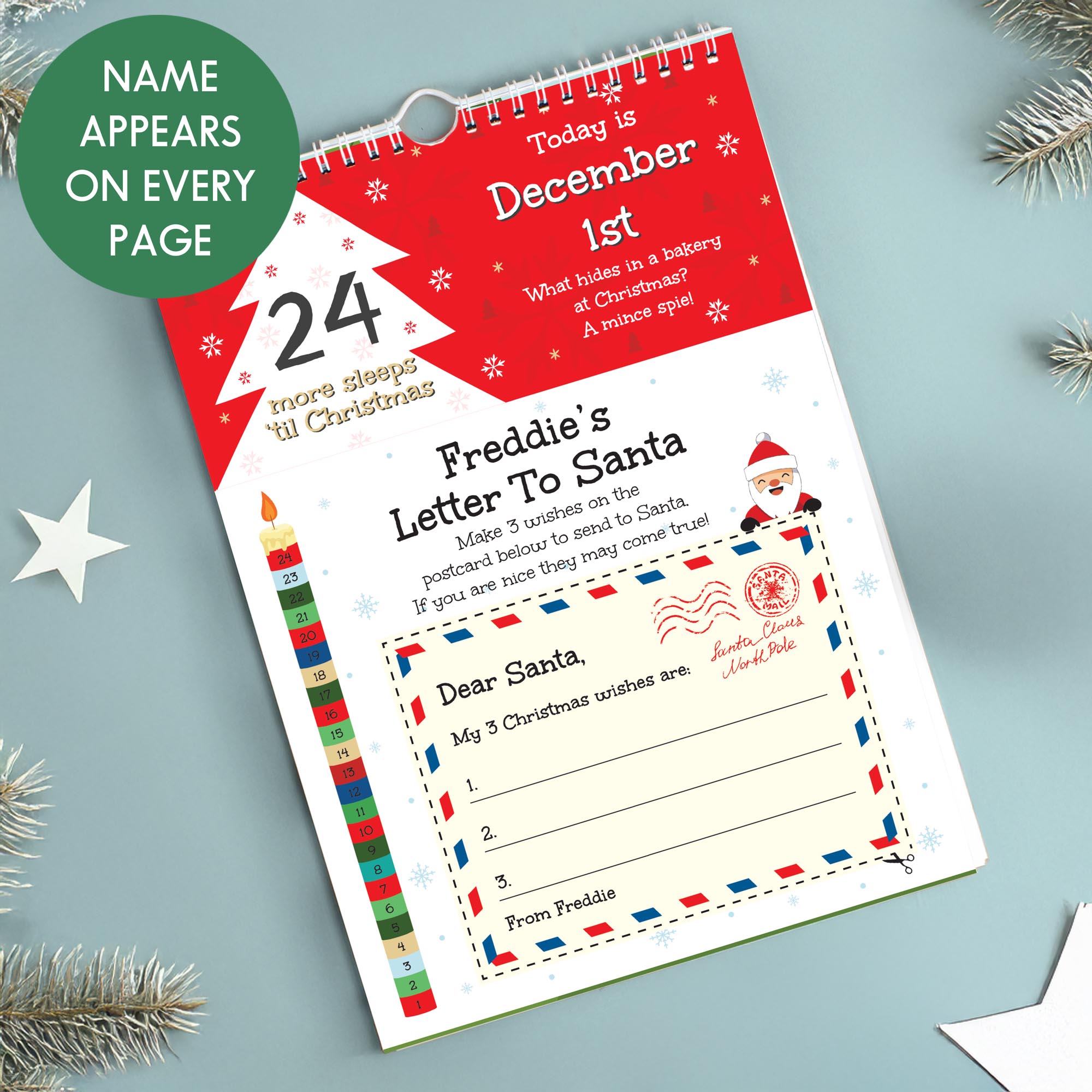 Personalised 24 Sleeps Christmas Activity Advent Calendar,  Personalised 24 Sleeps Christmas Activity Advent Calendar