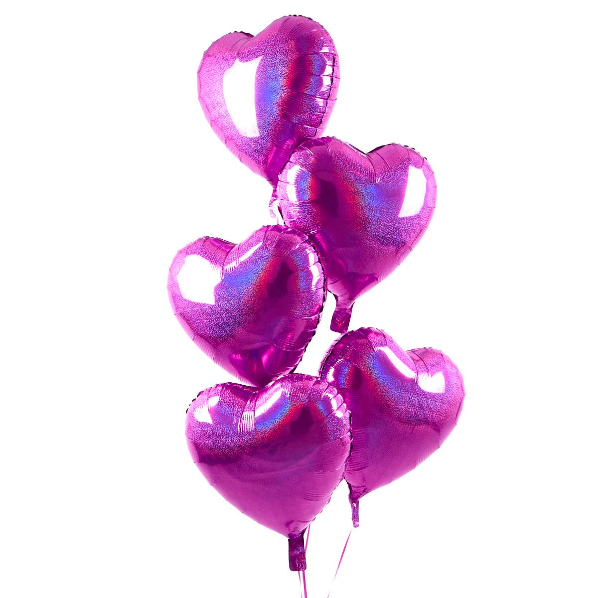 5 Pink Hearts Balloon Bouquet - DELIVERED INFLATED!