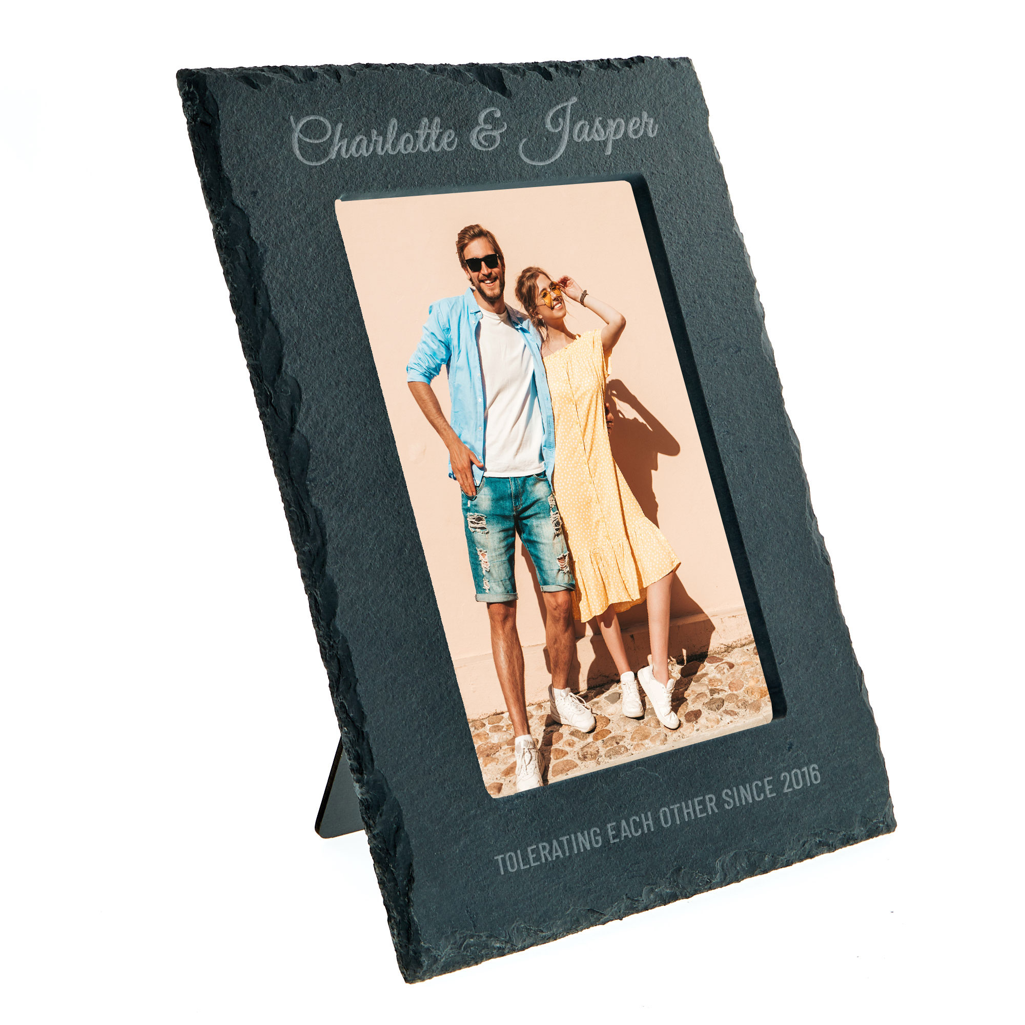 Personalised Engraved Medium Slate Photo Frame - Any Message