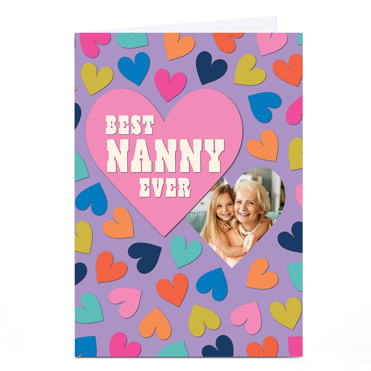 Photo Pigment Mother's Day Card - Best Nanny Ever Hearts