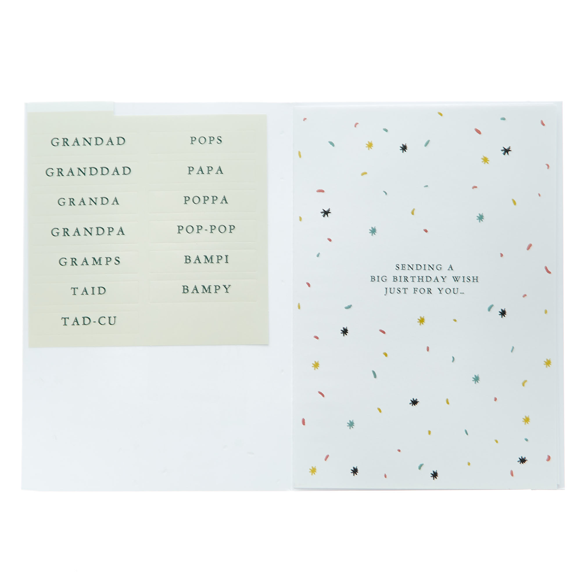 Grandfather Recipients With Stickers Birthday Card