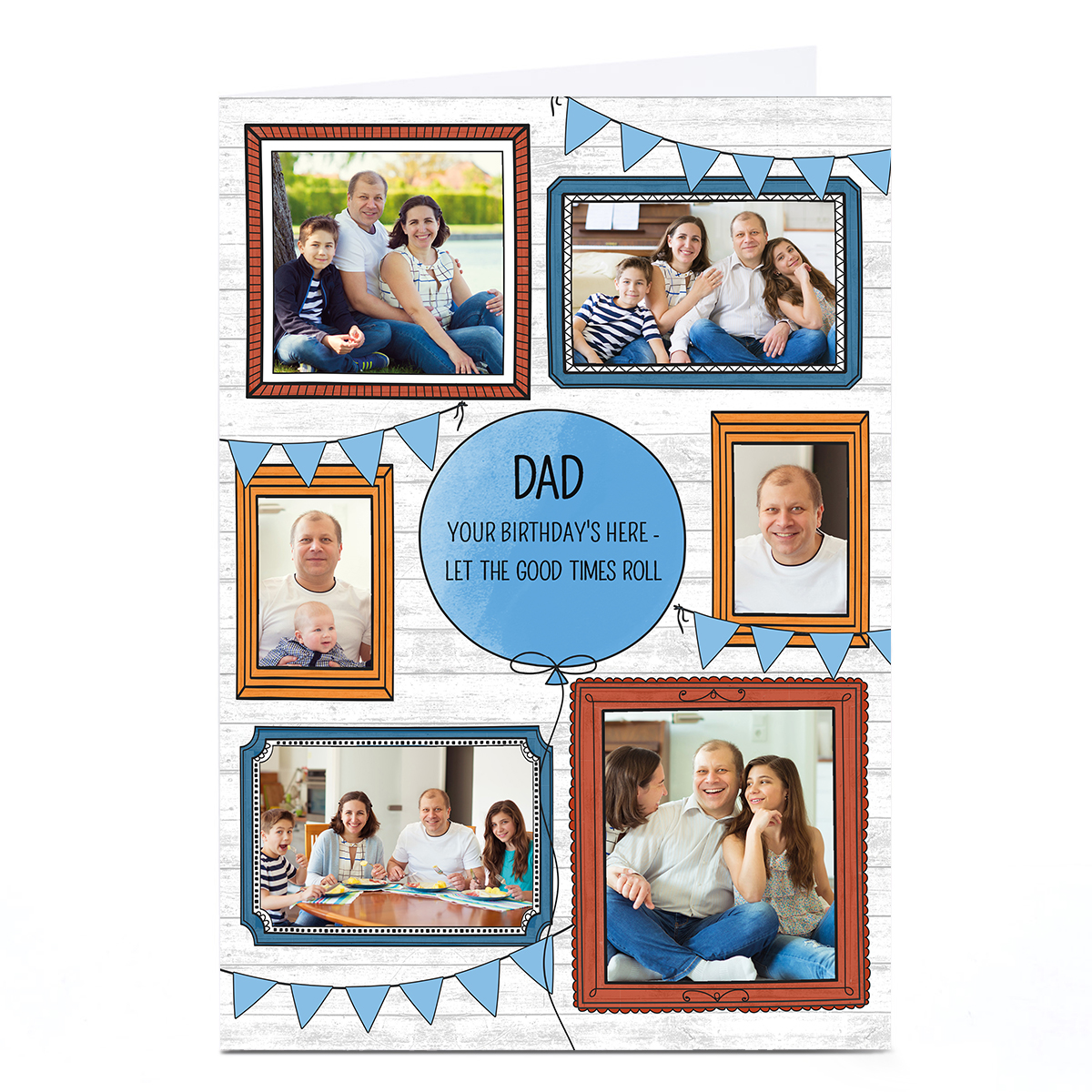Photo Birthday Card - 6 Illustrated Frames Dad