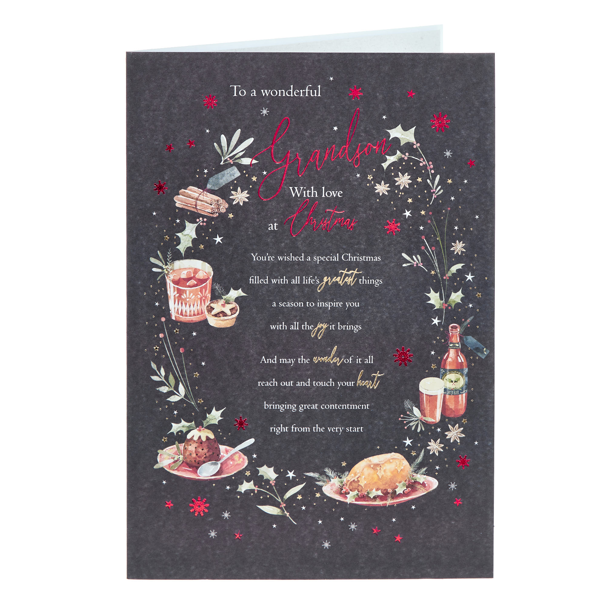 Grandson Festive Food Christmas Card