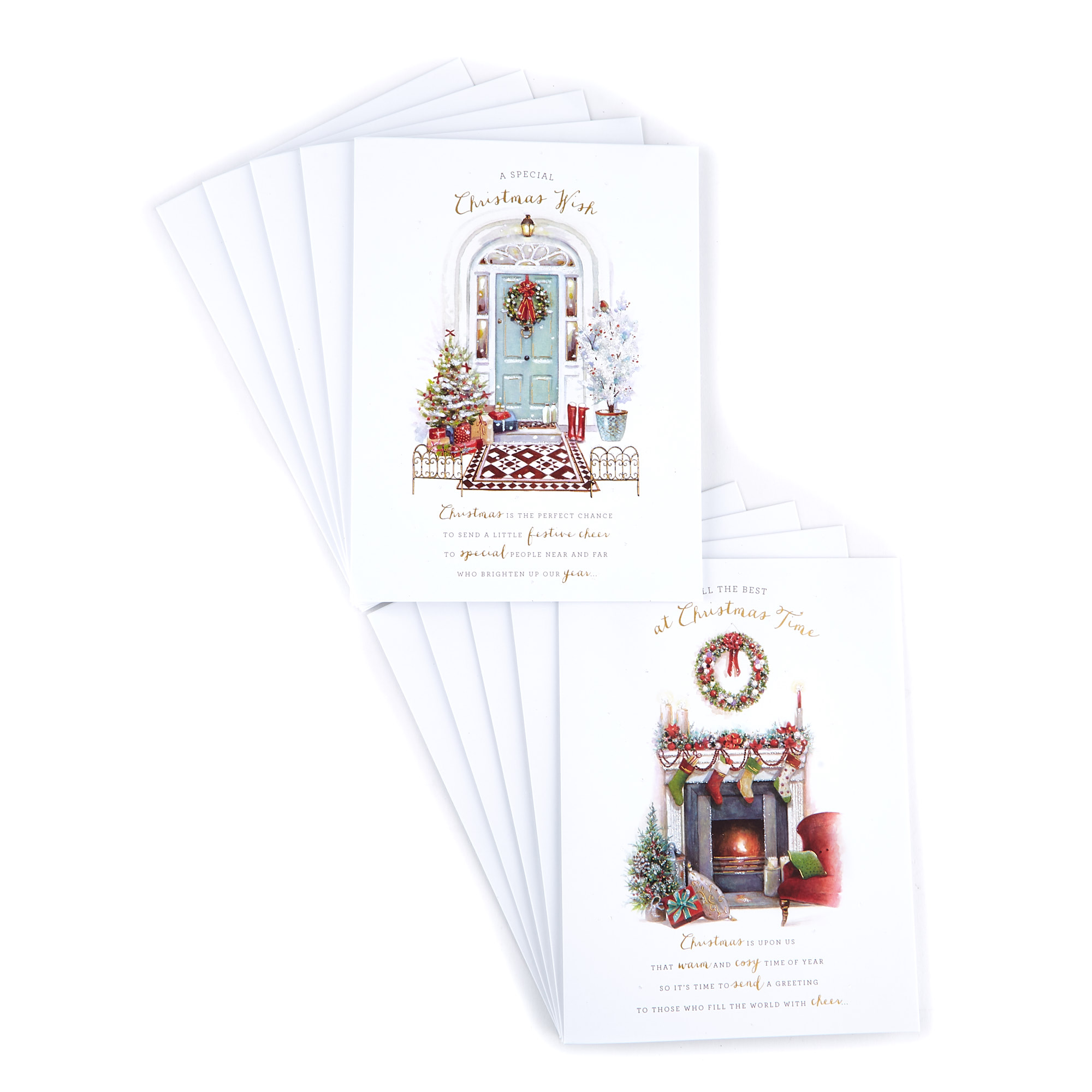 Deluxe Boxed Christmas Cards - Festive Door & Fireplace (Pack of 12)