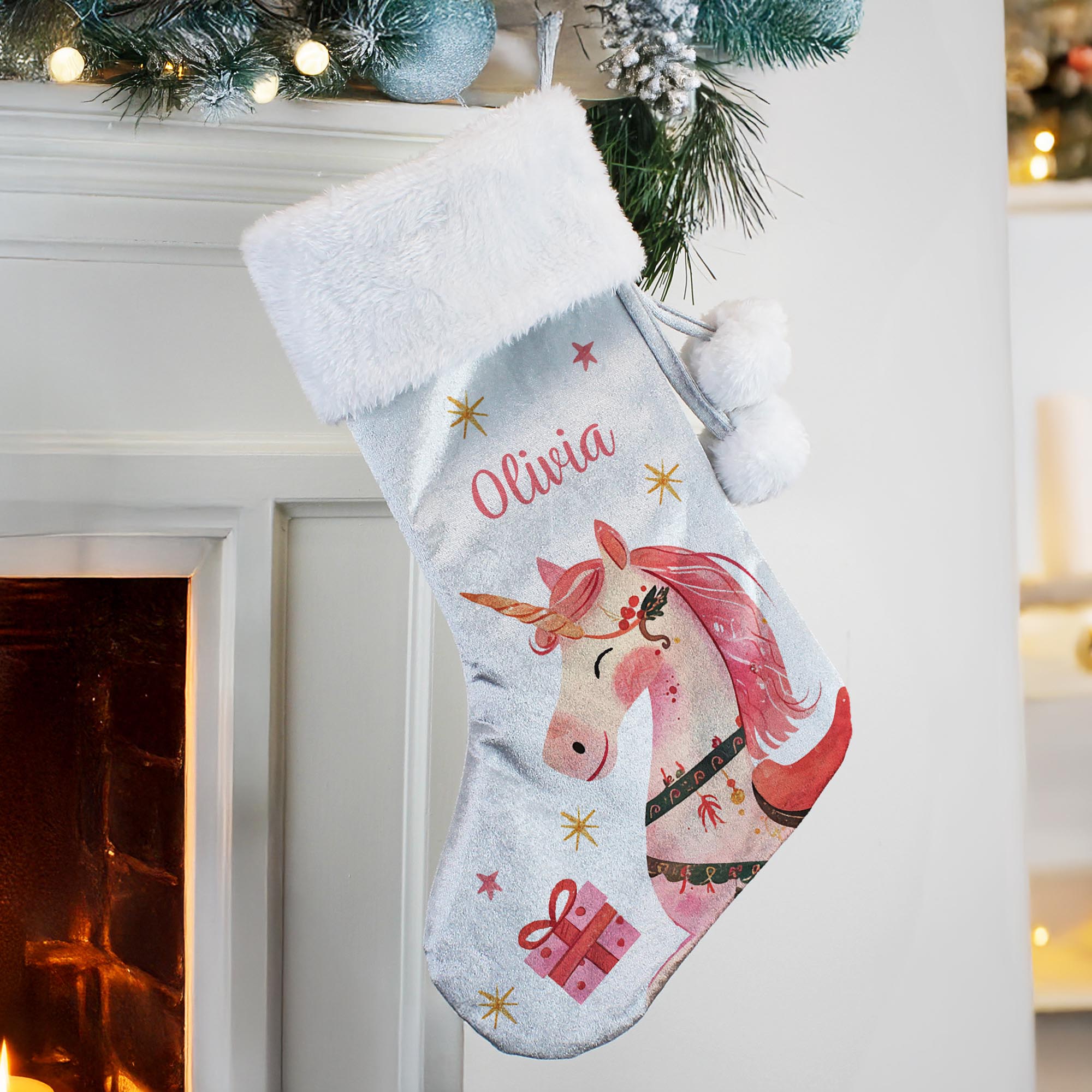 Personalised Unicorn Christmas Stocking