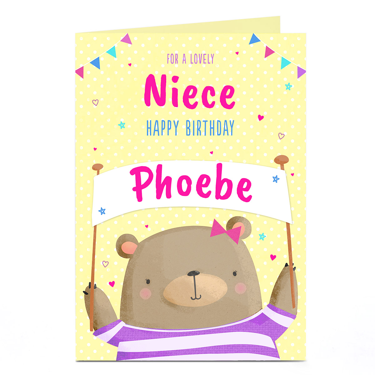 Personalised Birthday Card - Niece Cute Bear