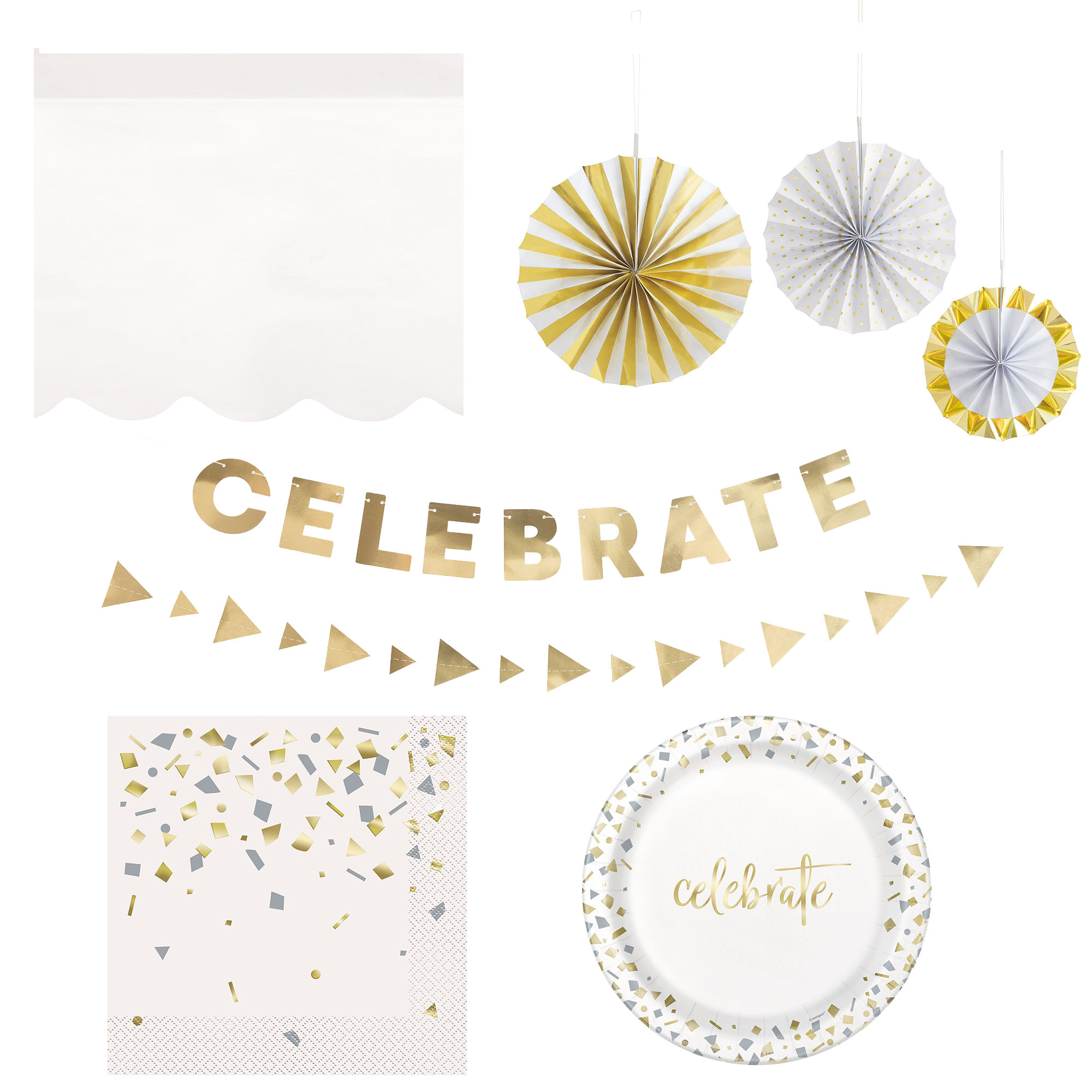 Gold Confetti Party Tableware & Decorations - 20 Guests