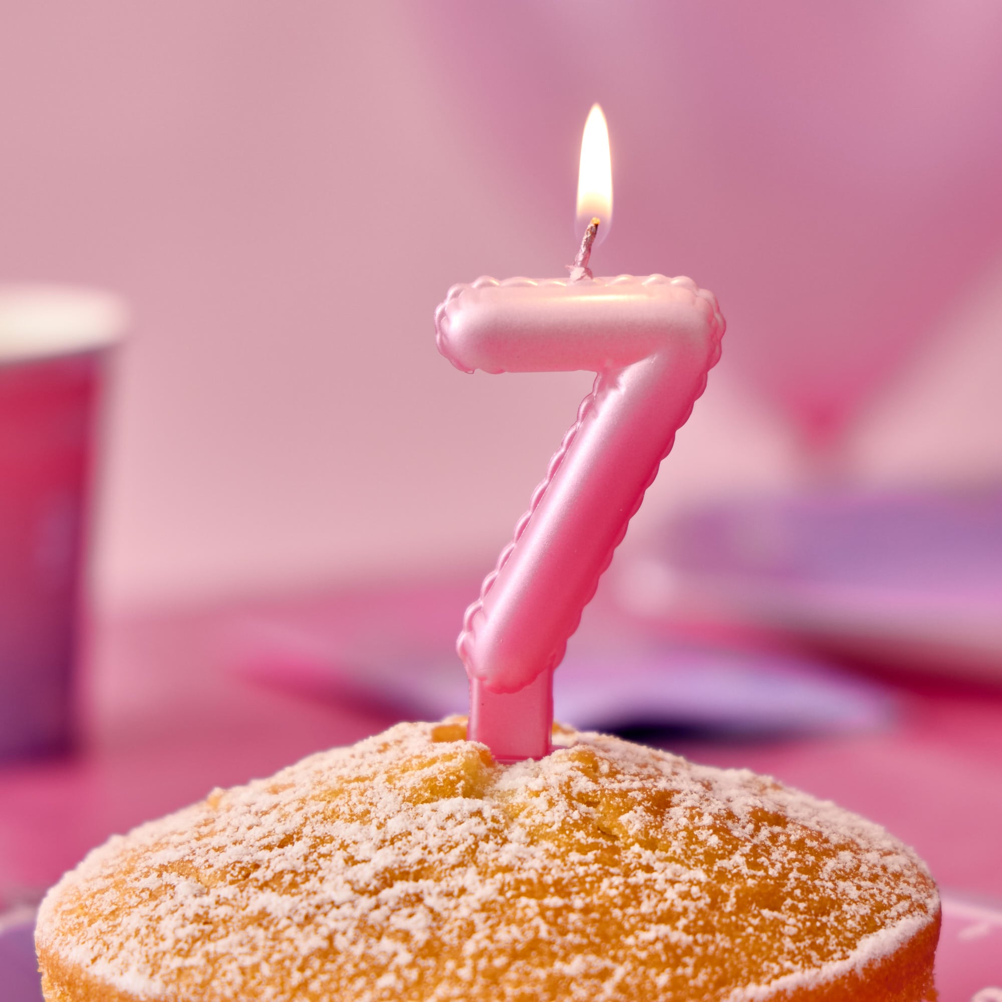 Pink Number 7 Cake Candle