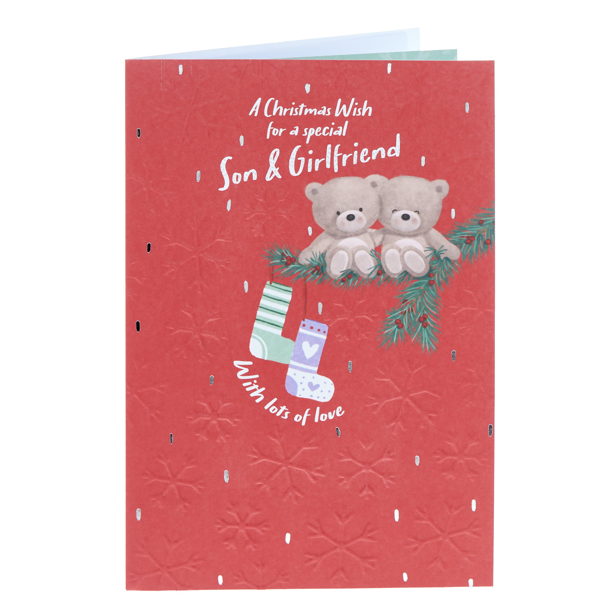 Son & Girlfriend Hugs Christmas Card