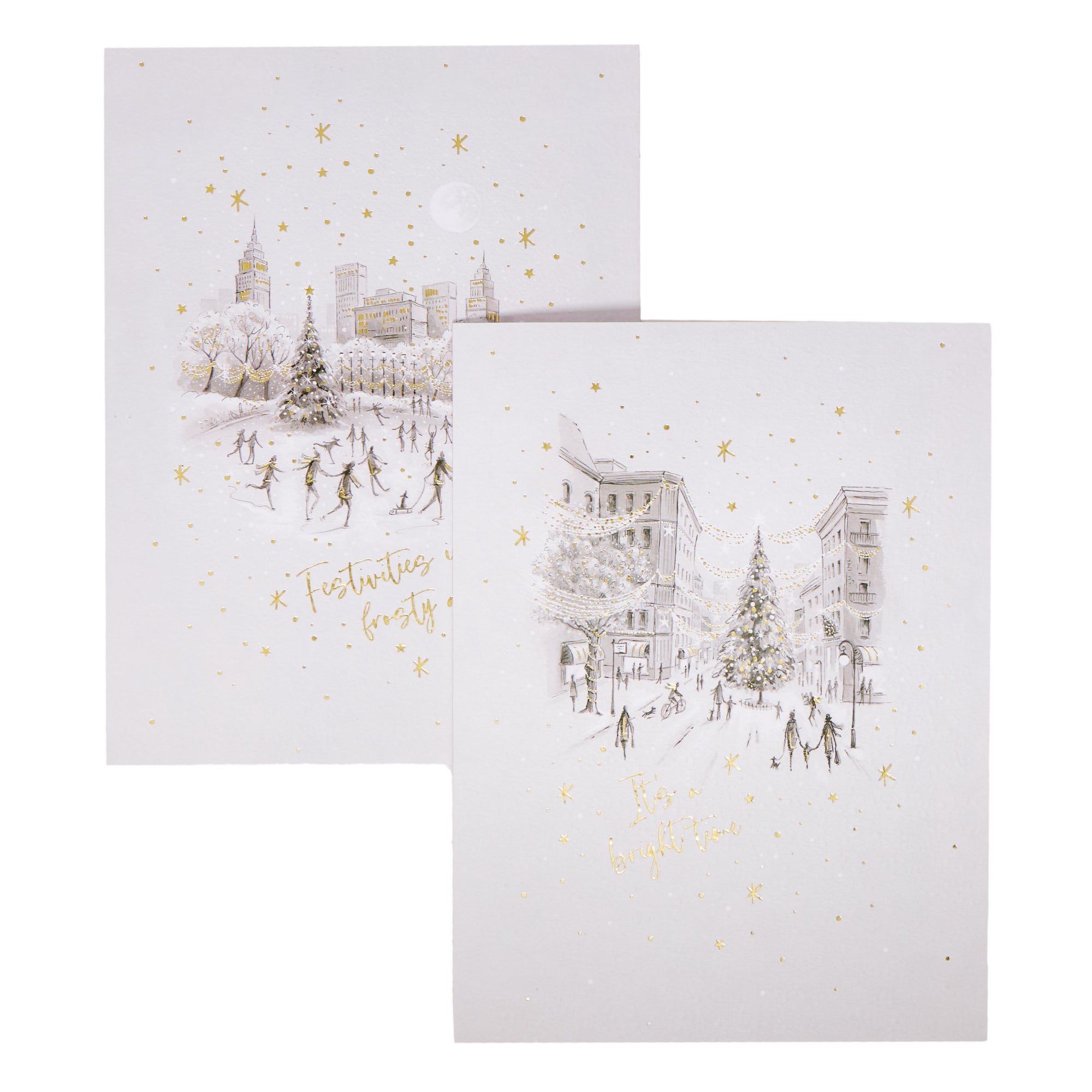 10 Deluxe Skating Scene Charity Christmas Cards - 2 Designs