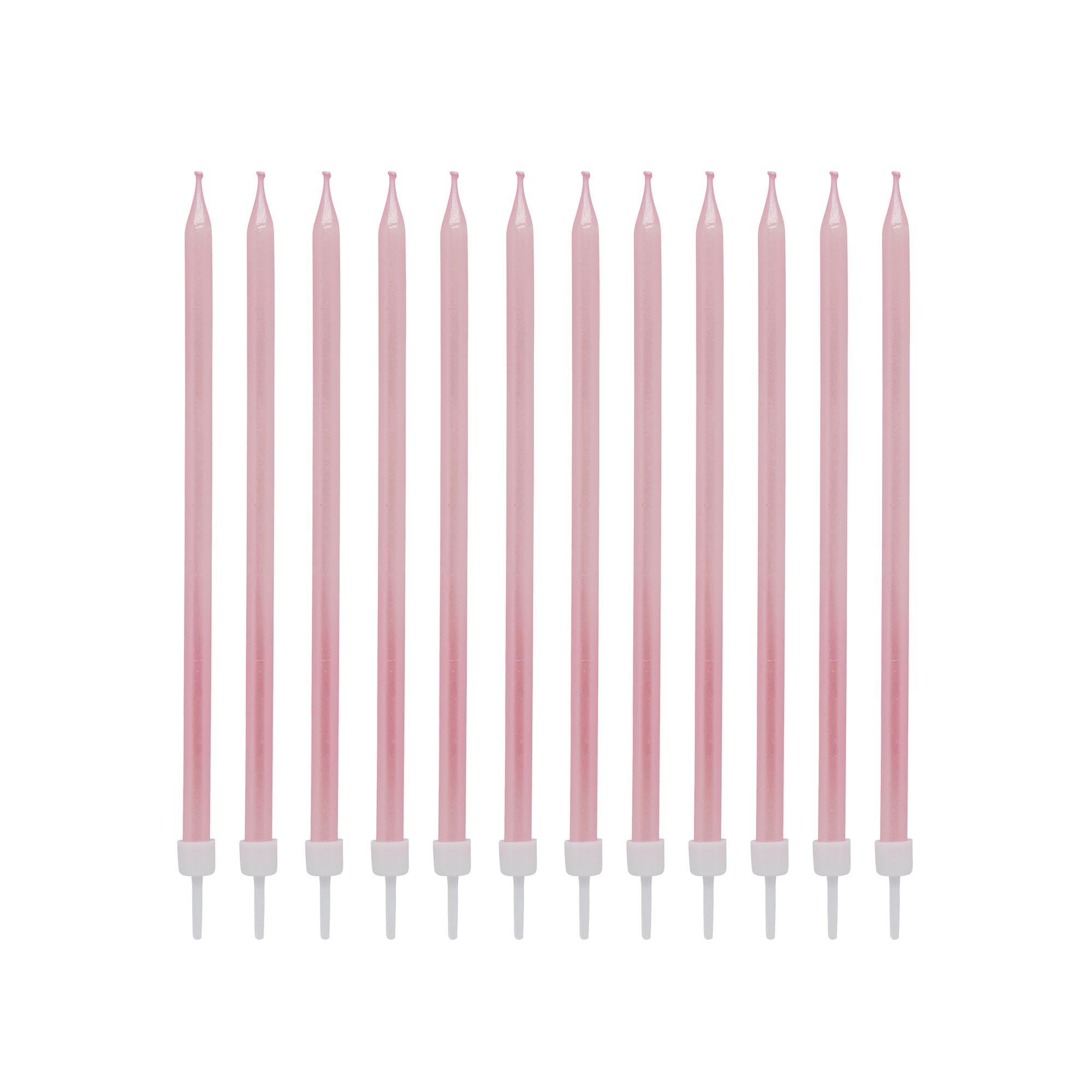 Pink Tall Skinny Cake Candles - Pack of 12
