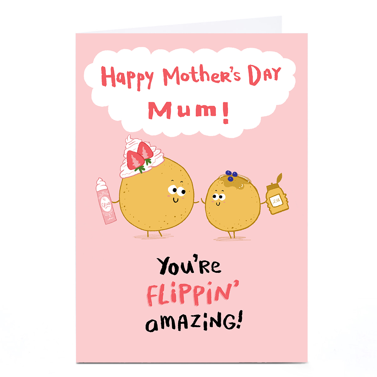 Personalised Hew Ma Mother's Day Card - Pancakes