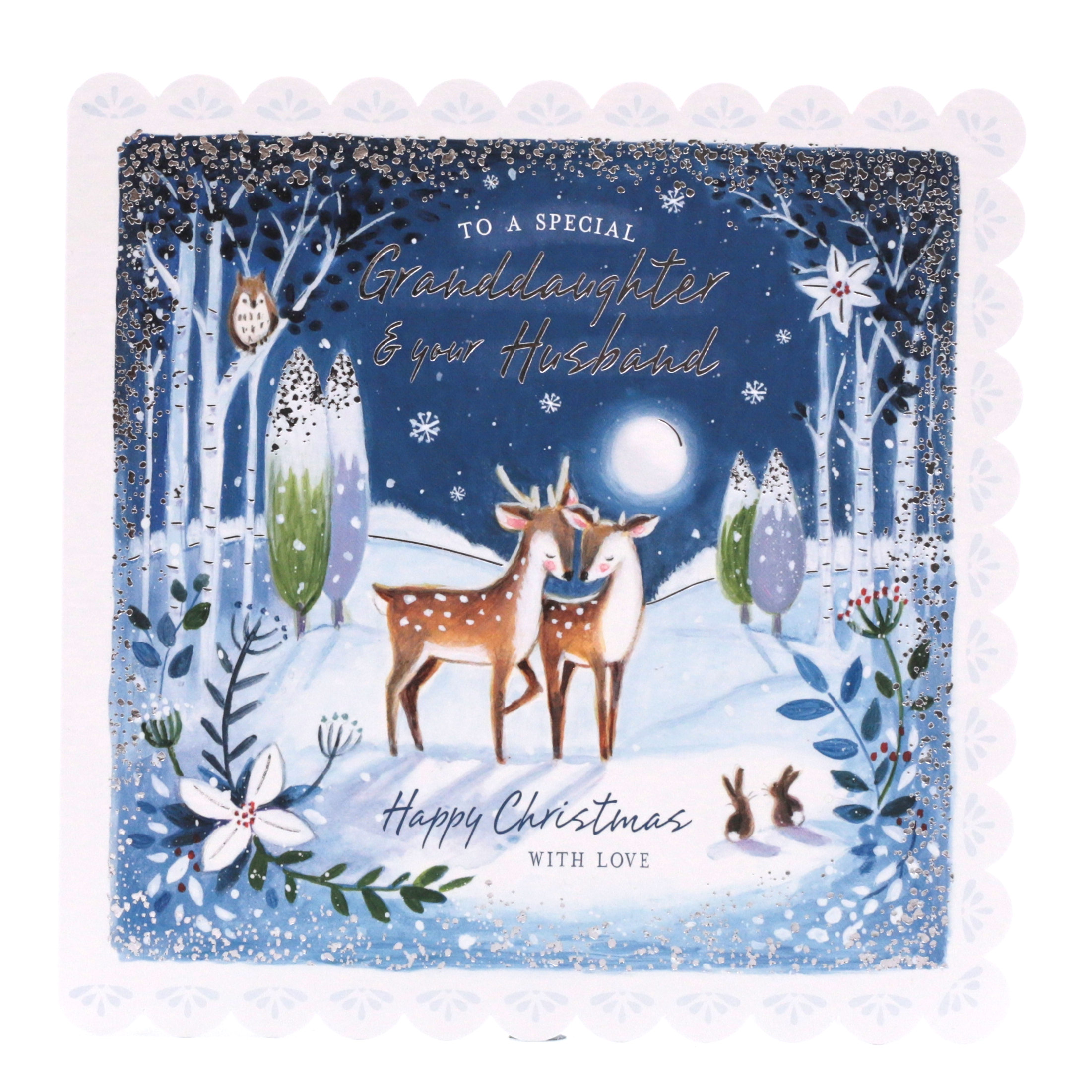 Christmas Card - Granddaughter And Husband, Deer In Forest