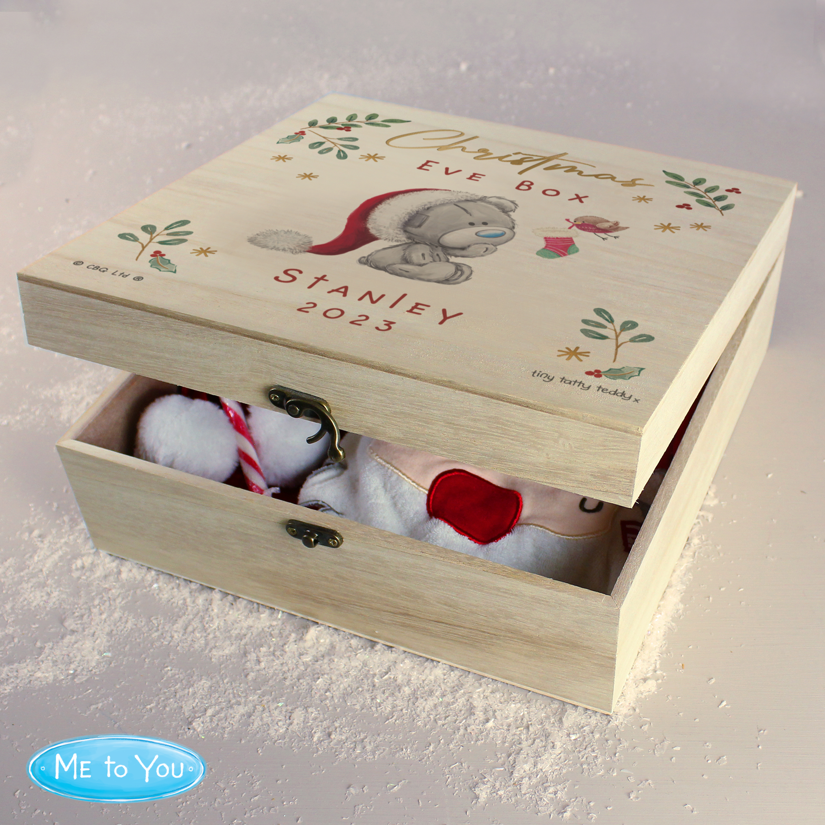 Personalised Tiny Tatty Teddy Large Wooden Christmas Eve Box