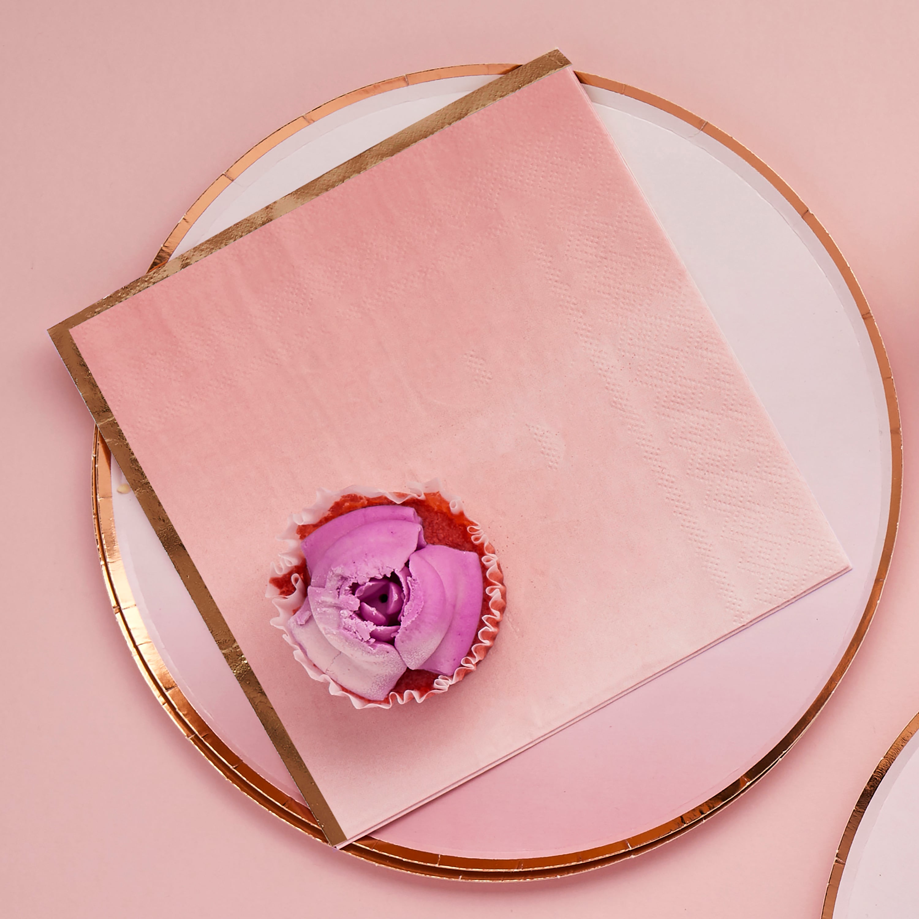 Metallic Rose Gold & Pink Ombre Paper Napkins - Pack of 16