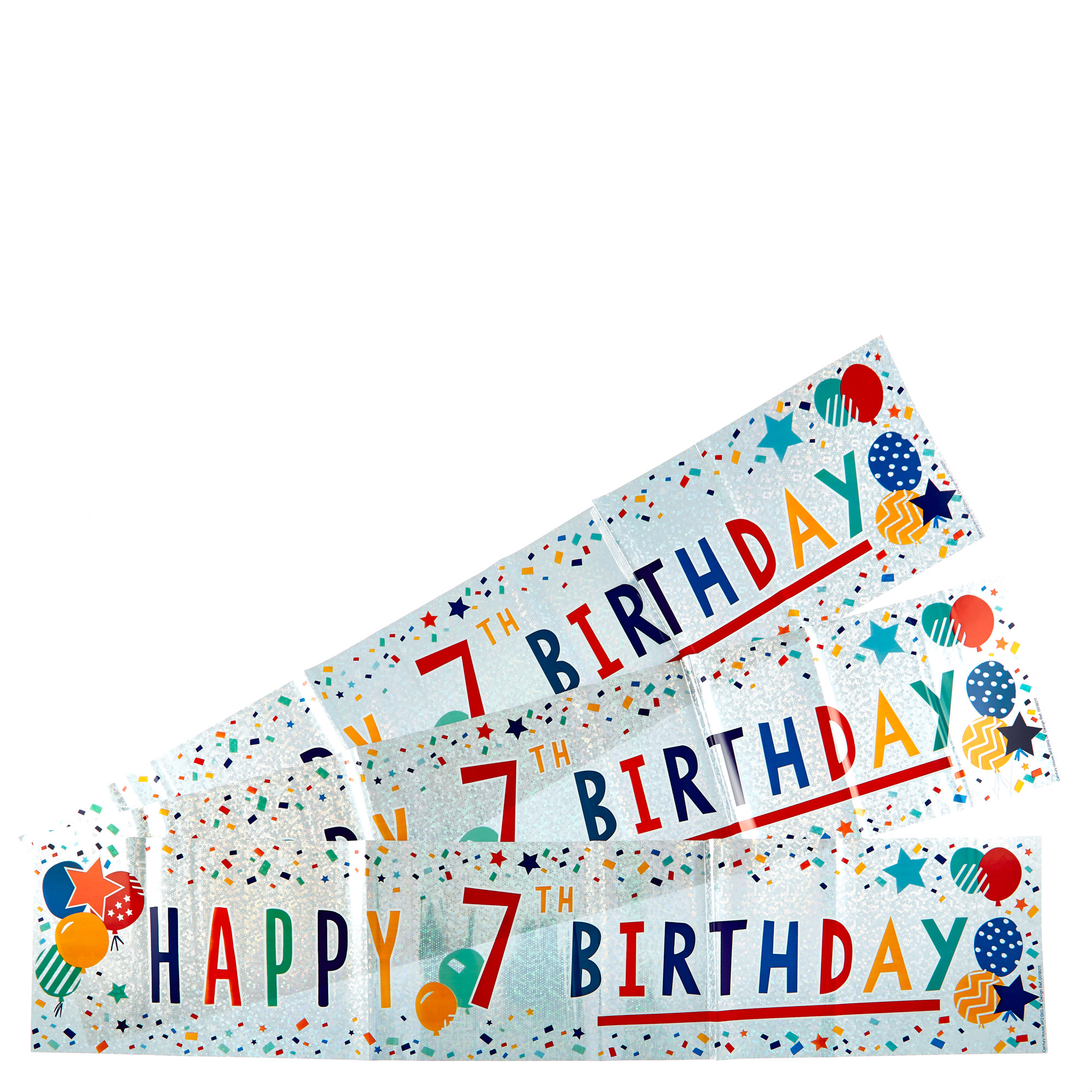 Holographic 7th Birthday Party Banners - Pack Of 3 