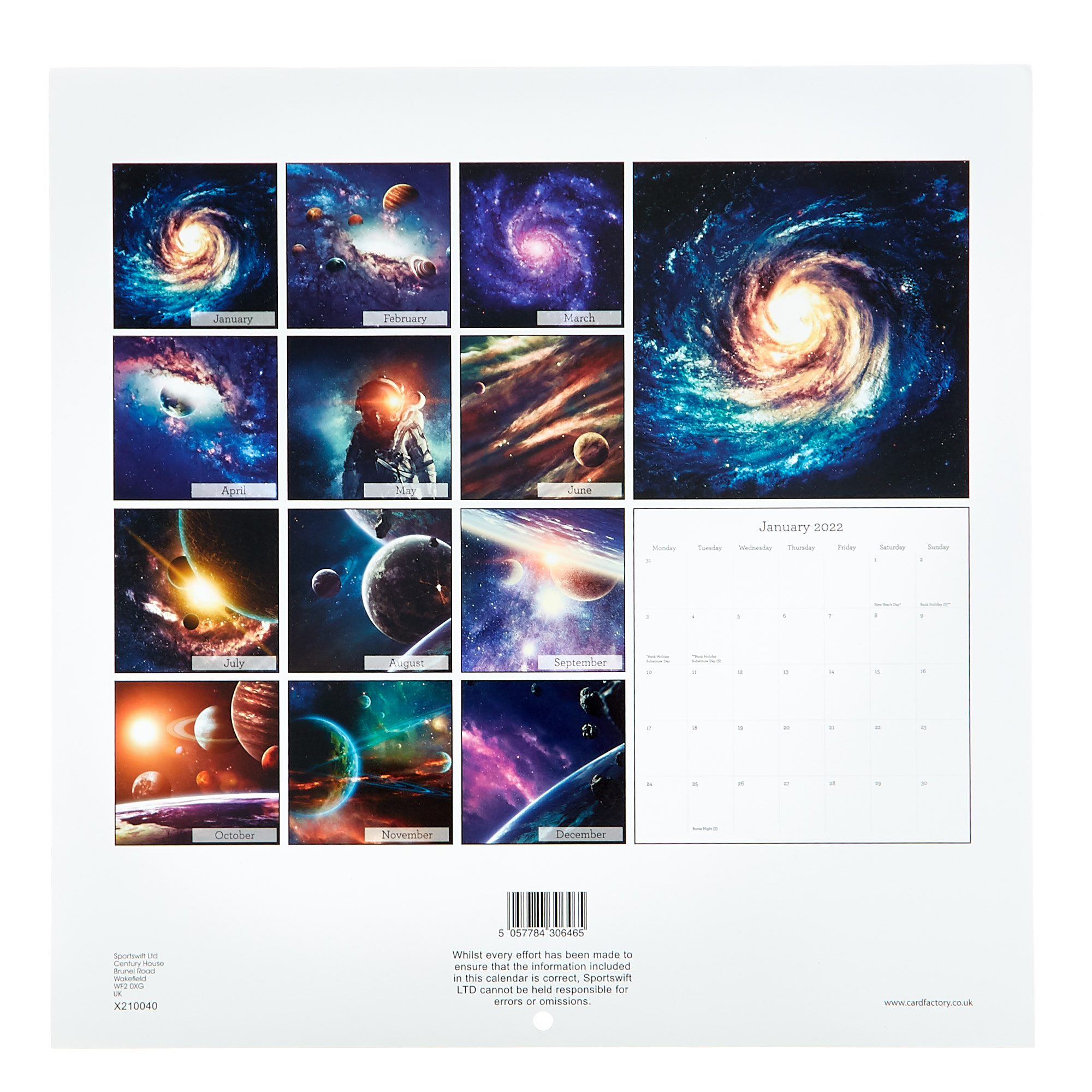 Square 2022 Space Calendar 