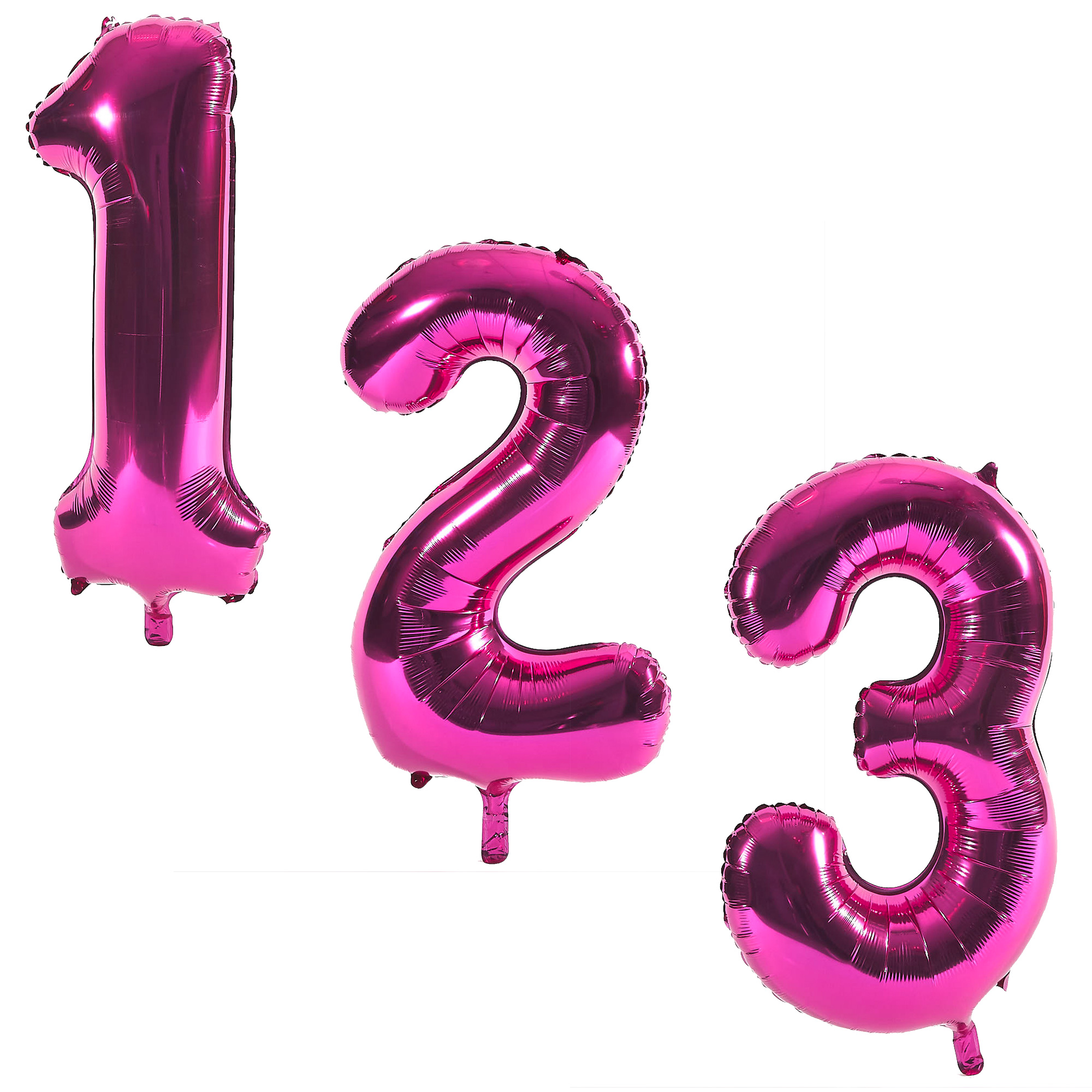 Pink Giant Number Helium Balloons 0-9 - INFLATED
